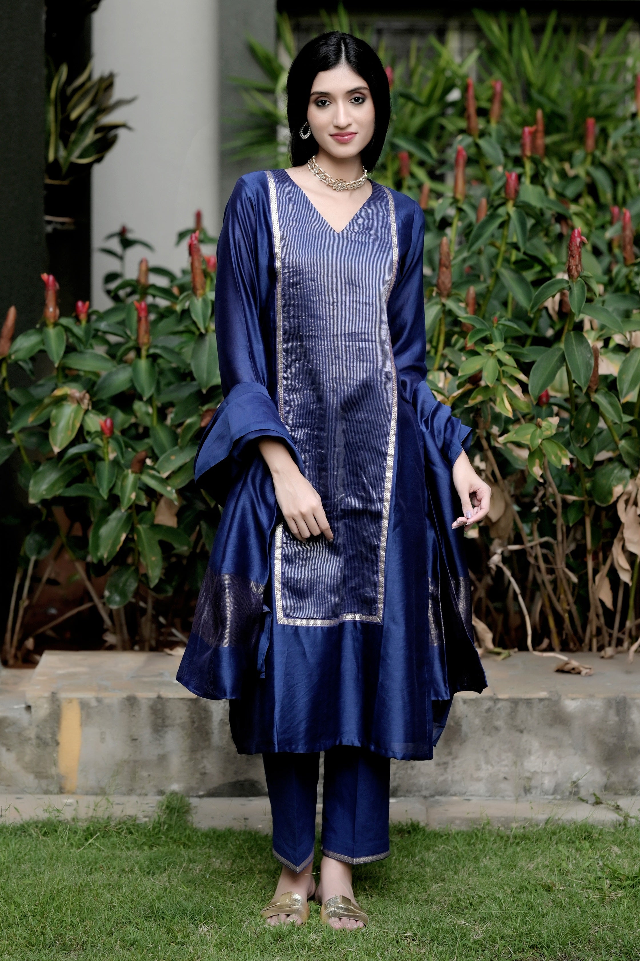 Heritage Glow Blue Silk Kurta