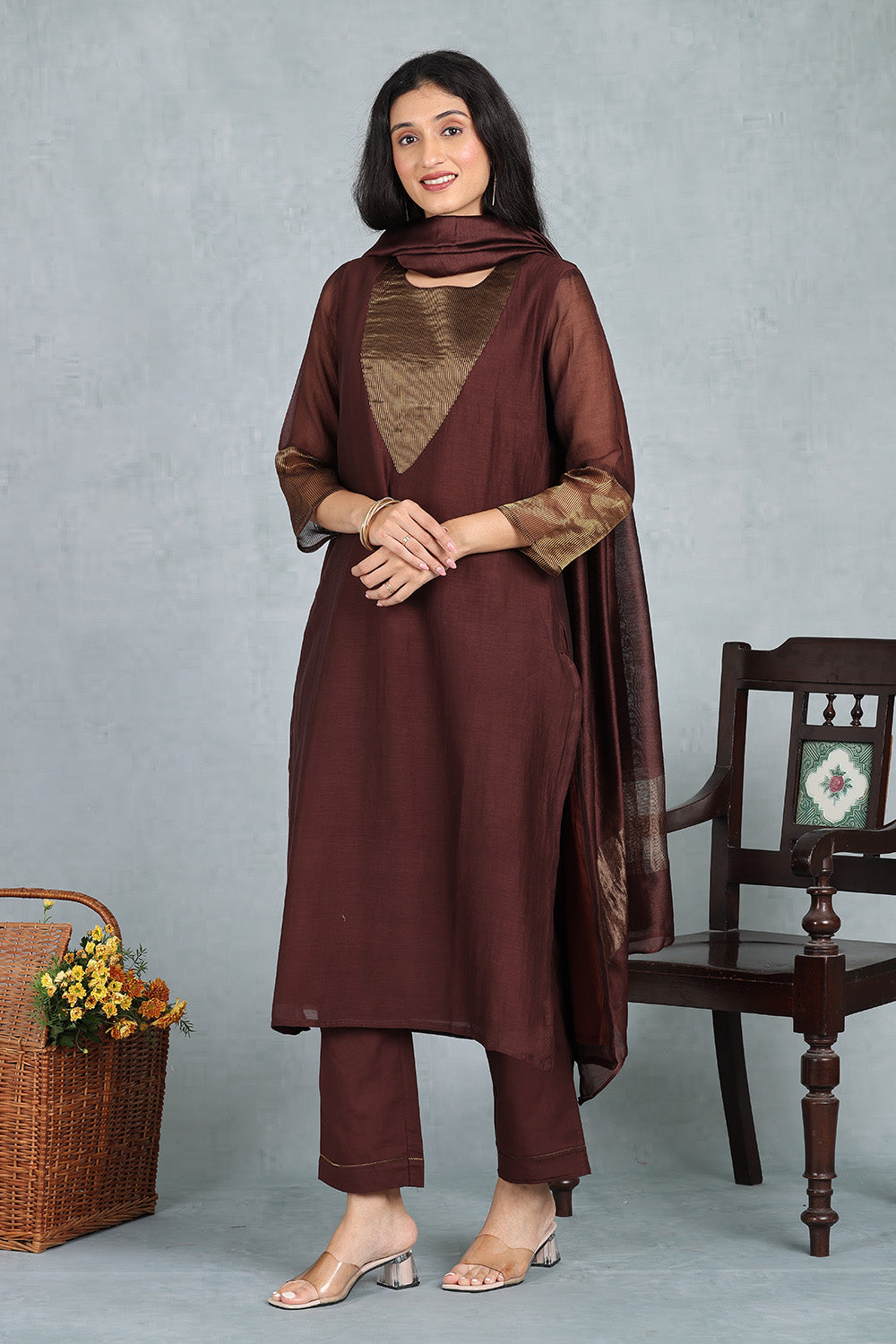 Espresso Brown Ensemble Top And Bottom