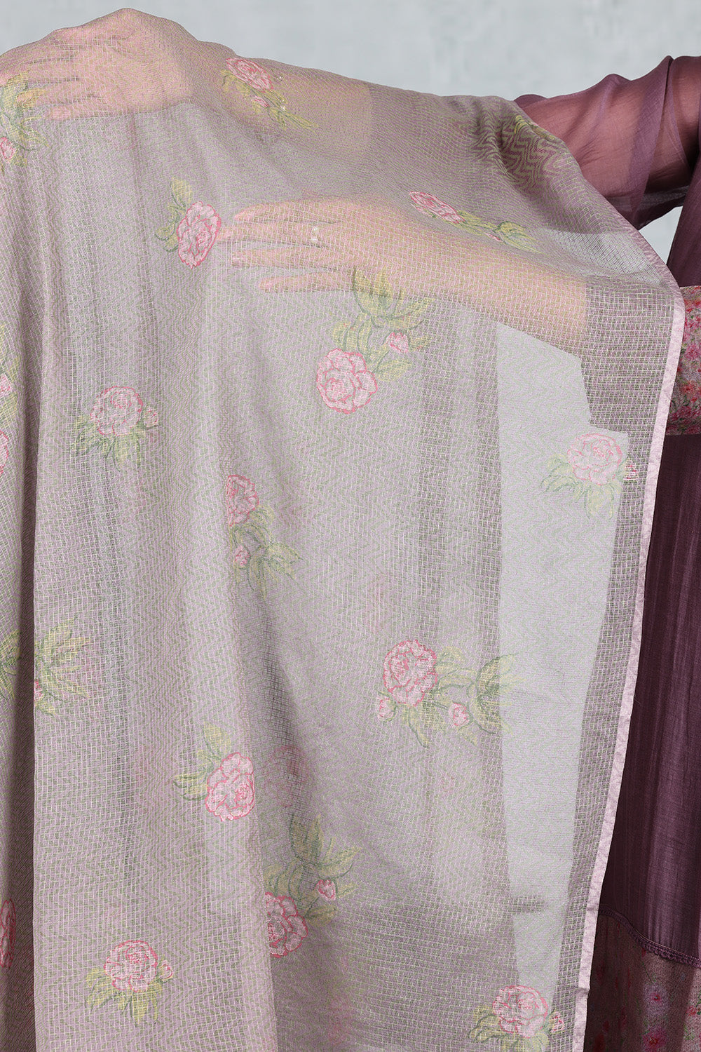 Plum Wine Handwoven Chanderi Top And Bottom