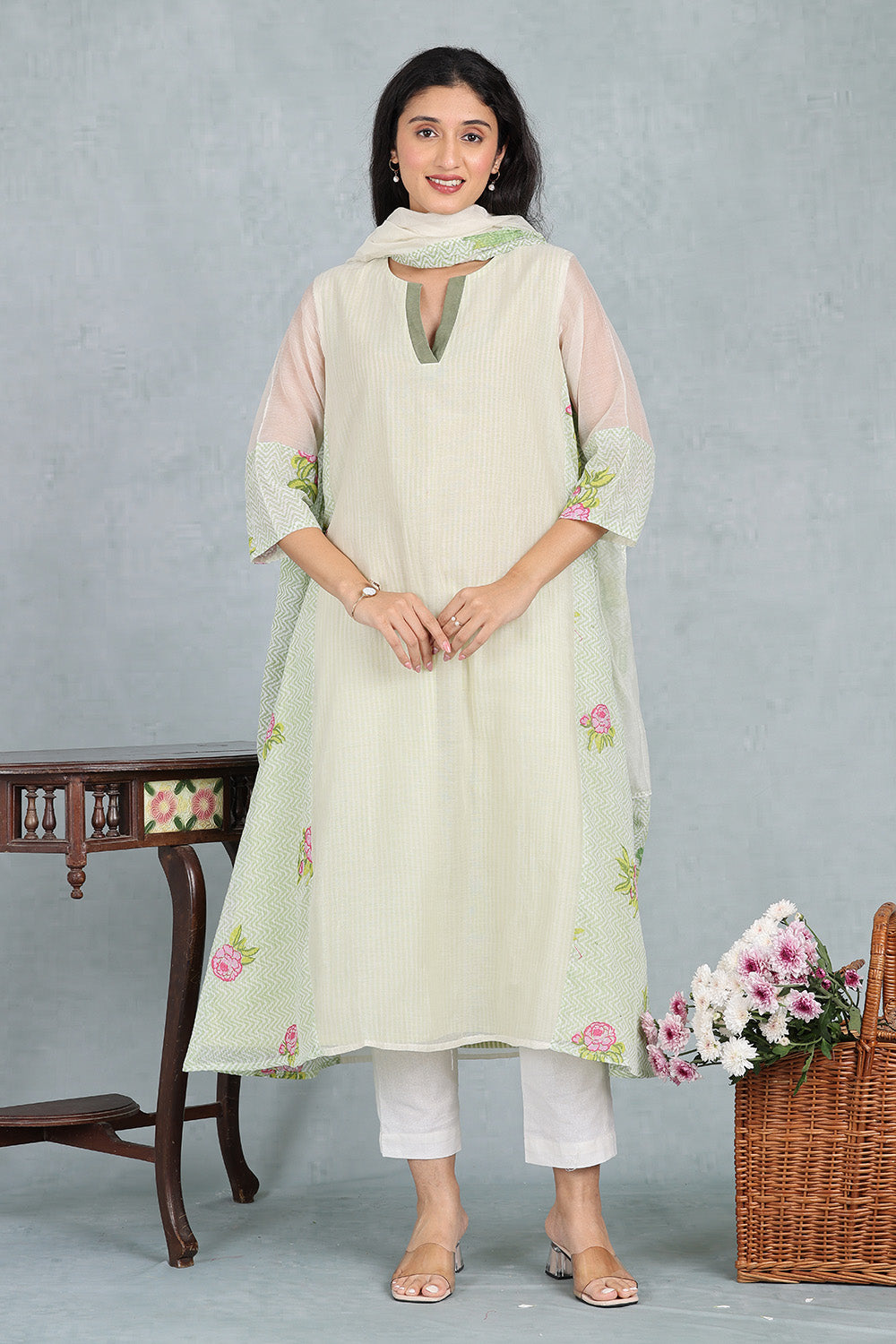 Ivory Chanderi Ensemble Top
