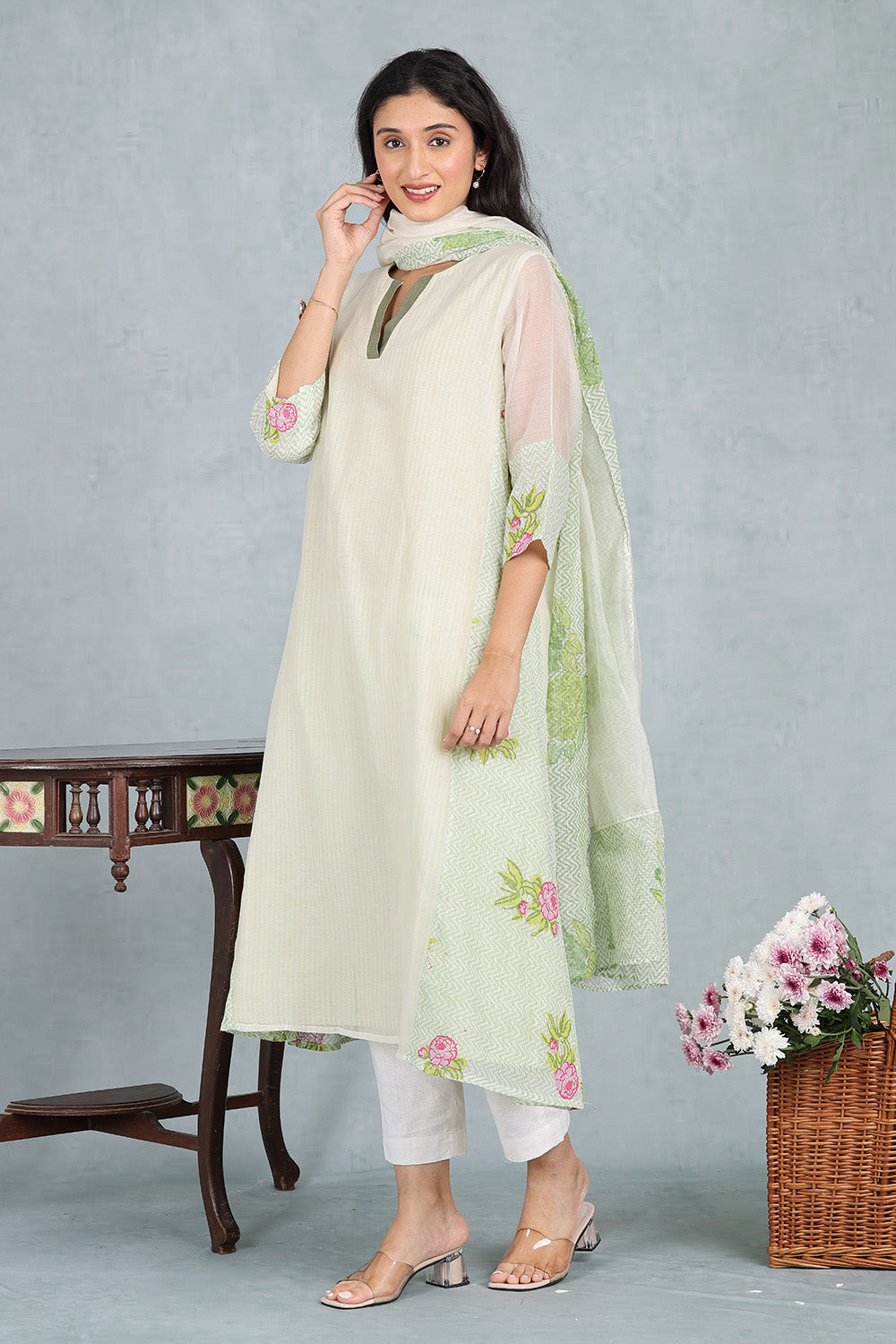 Ivory Chanderi Ensemble Top