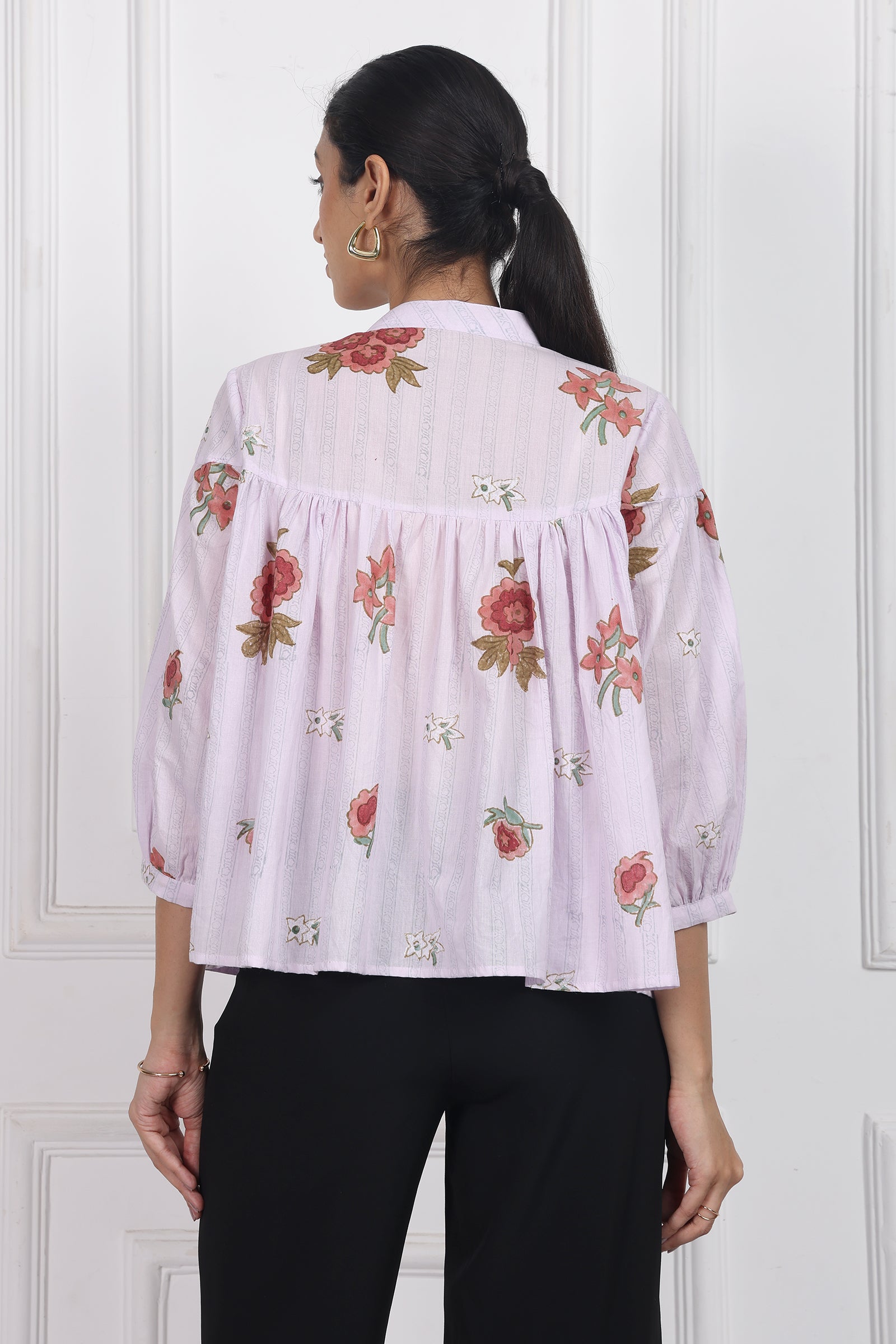 Wander Edit - Antique Rose Handblock Printed Top