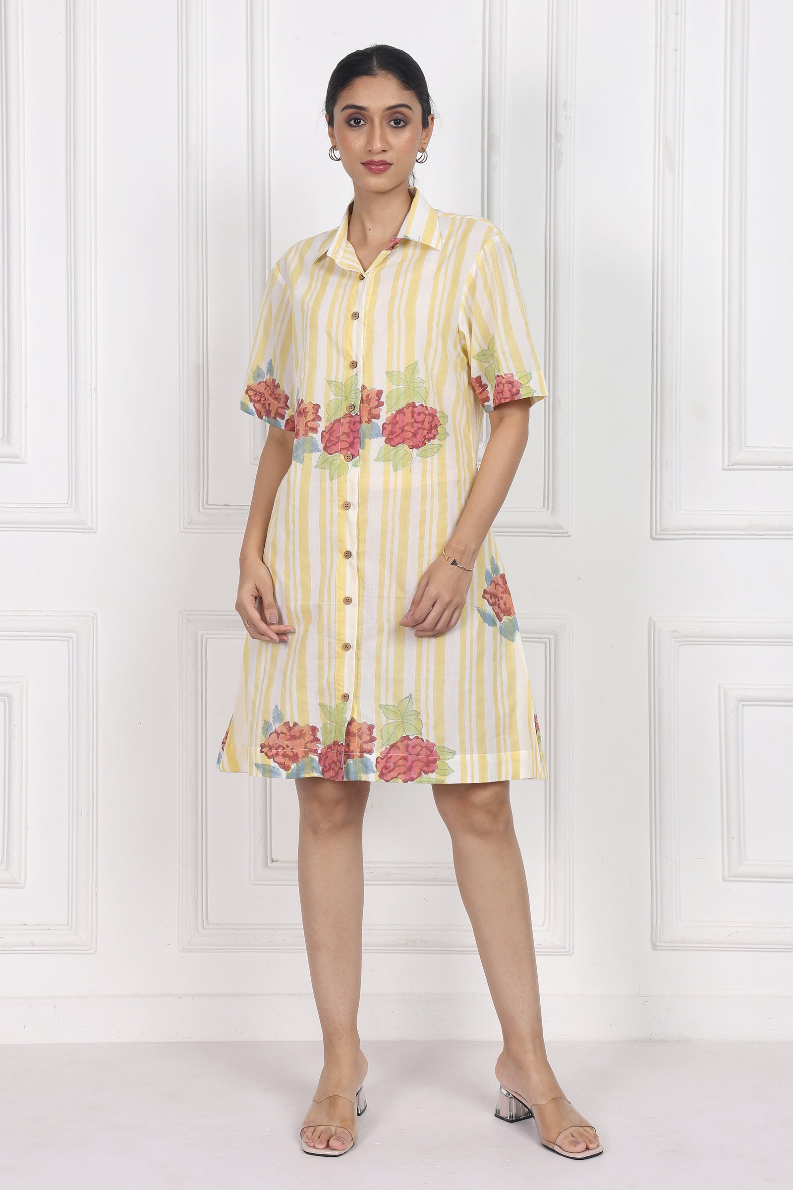 Wander Edit - Hydrangea Mist Button Front Dress