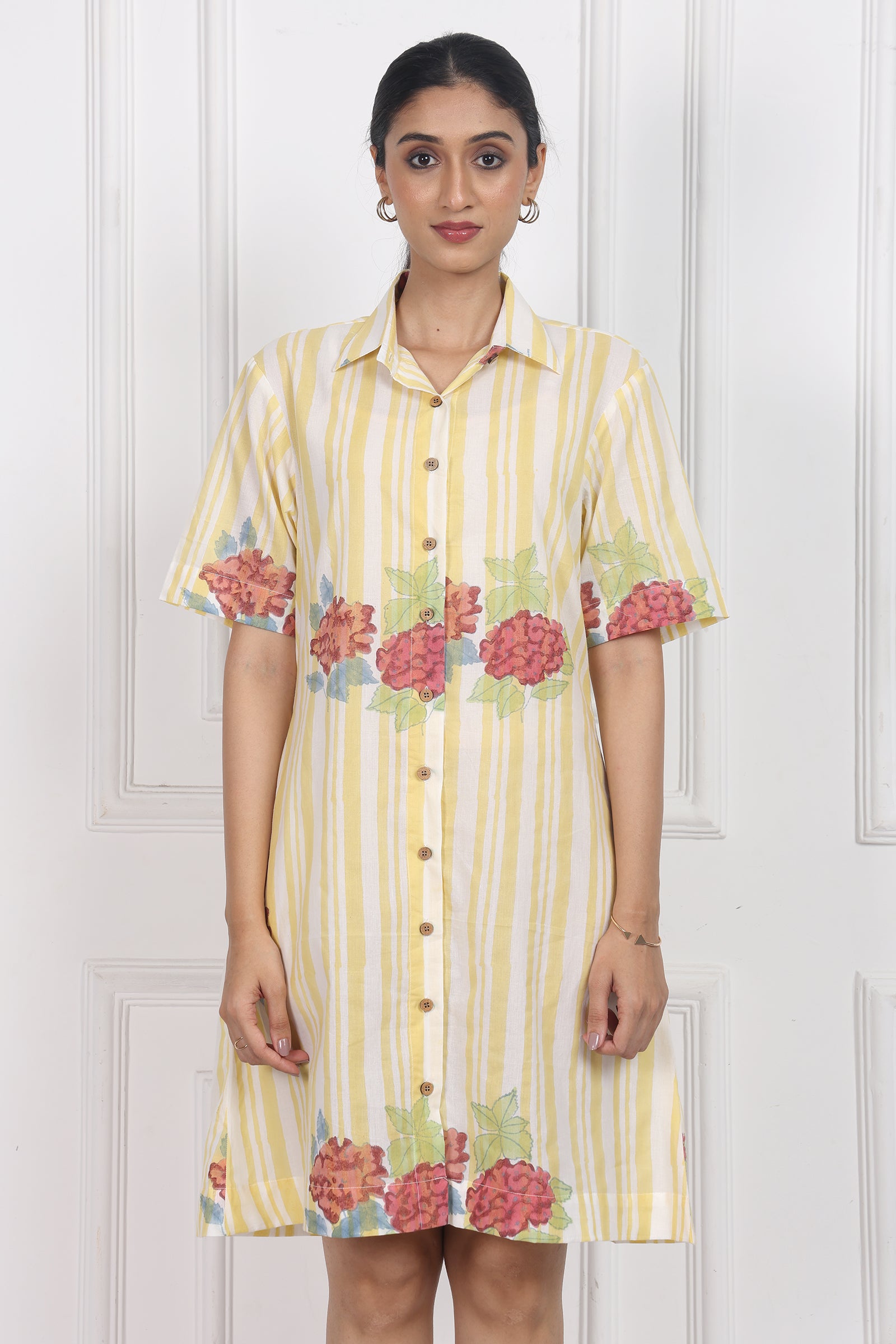 Wander Edit - Hydrangea Mist Button Front Dress