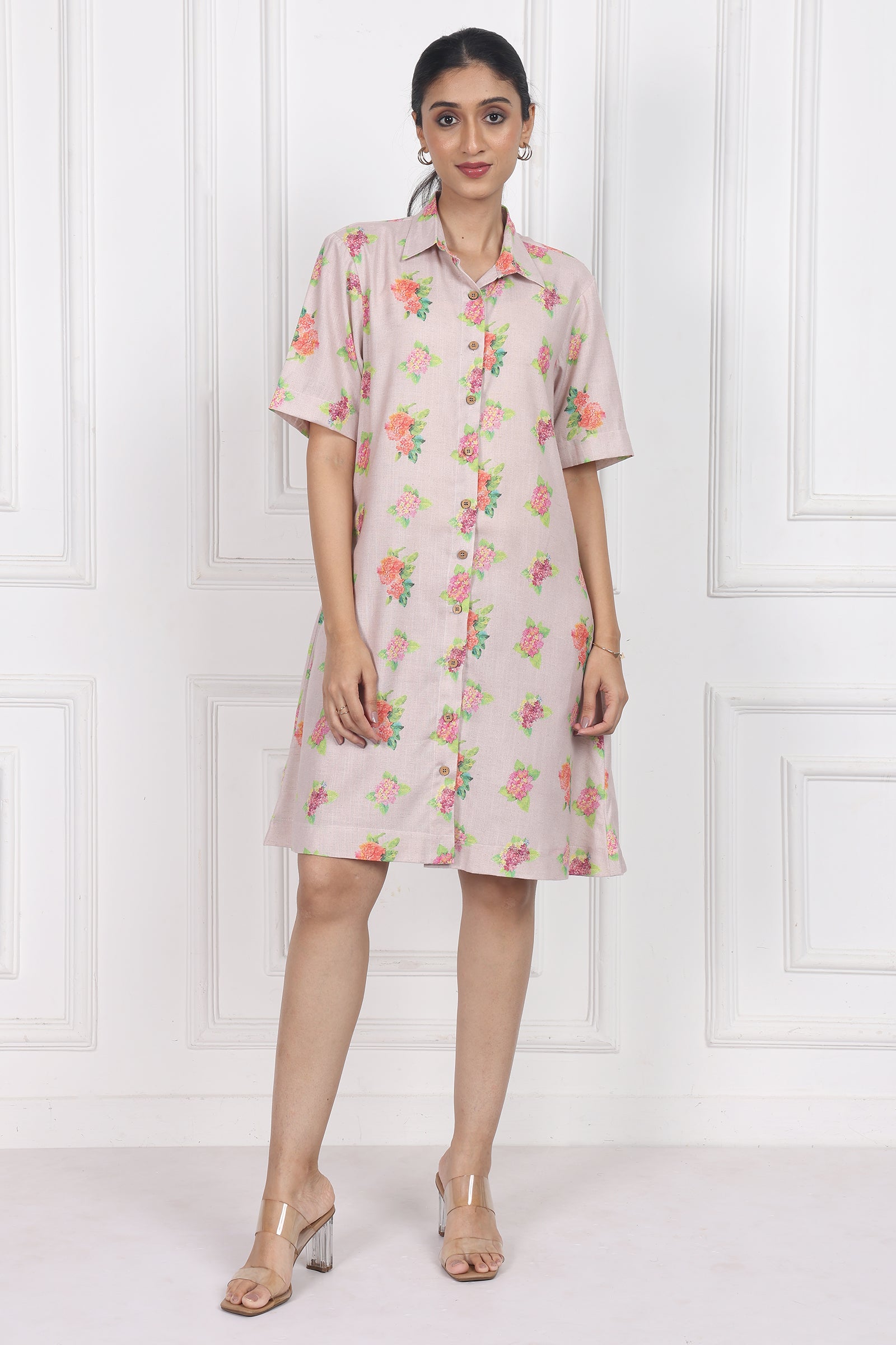 Wander Edit - Hydrangea Charm Botton Front Dress
