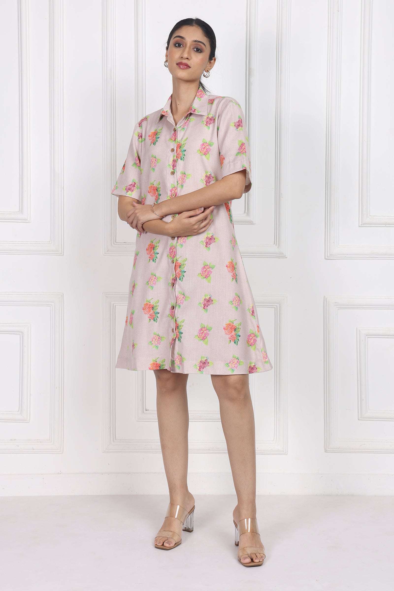 Wander Edit - Hydrangea Charm Botton Front Dress