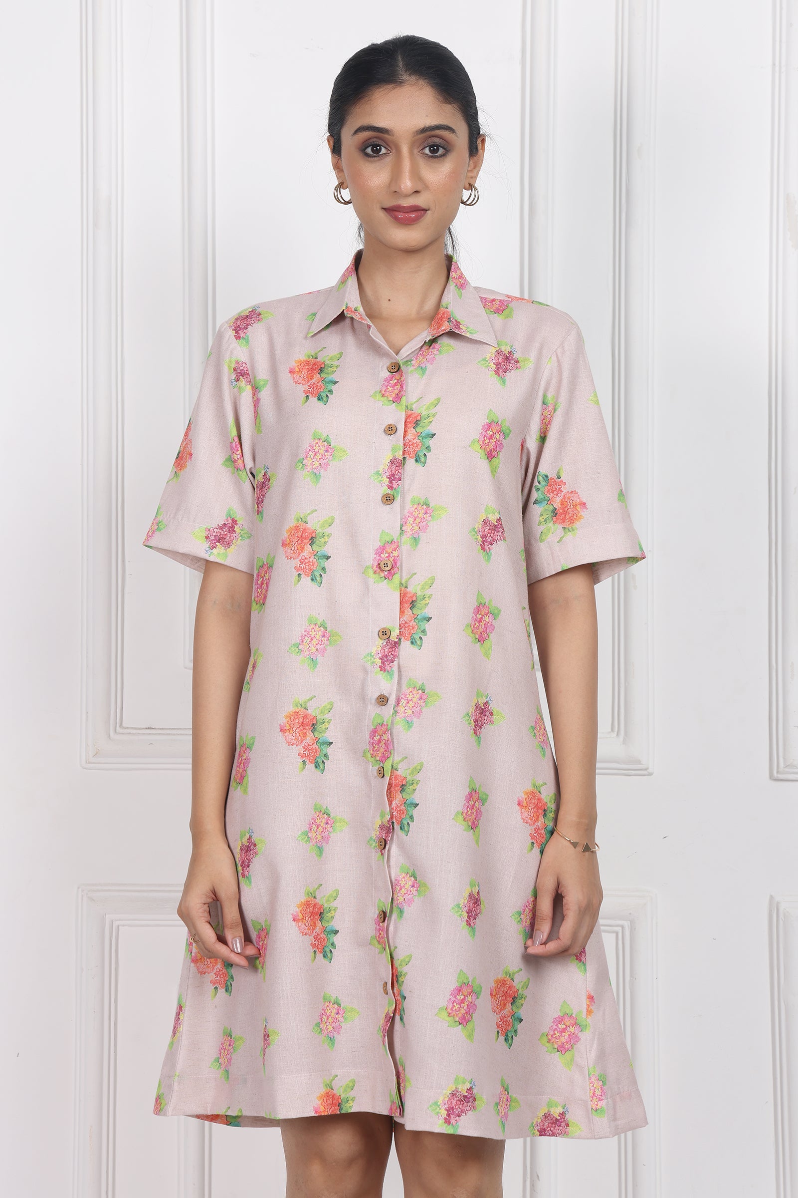 Wander Edit - Hydrangea Charm Botton Front Dress