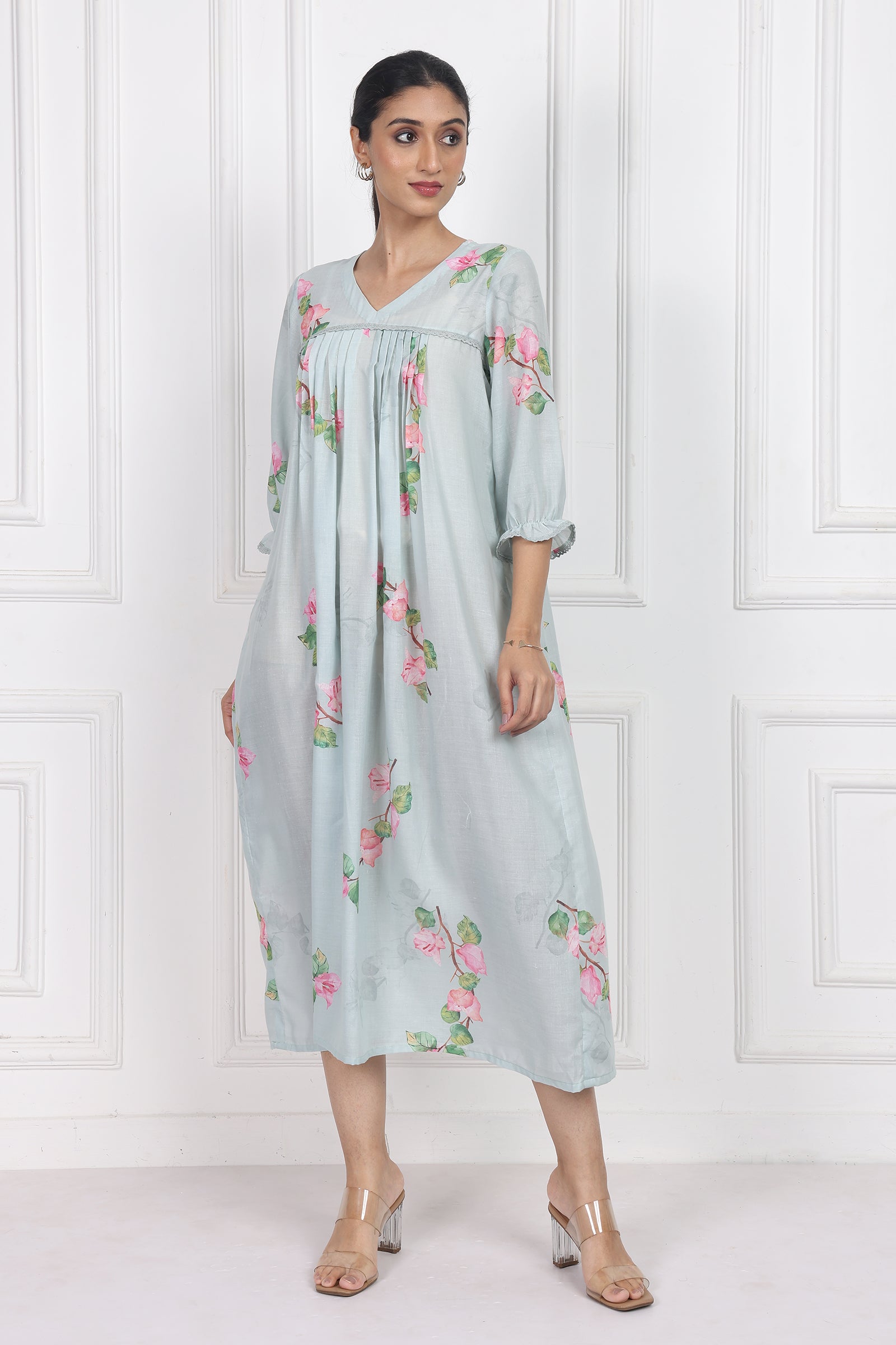 Wander Edit - Bougainvillea Skies Flow Dress