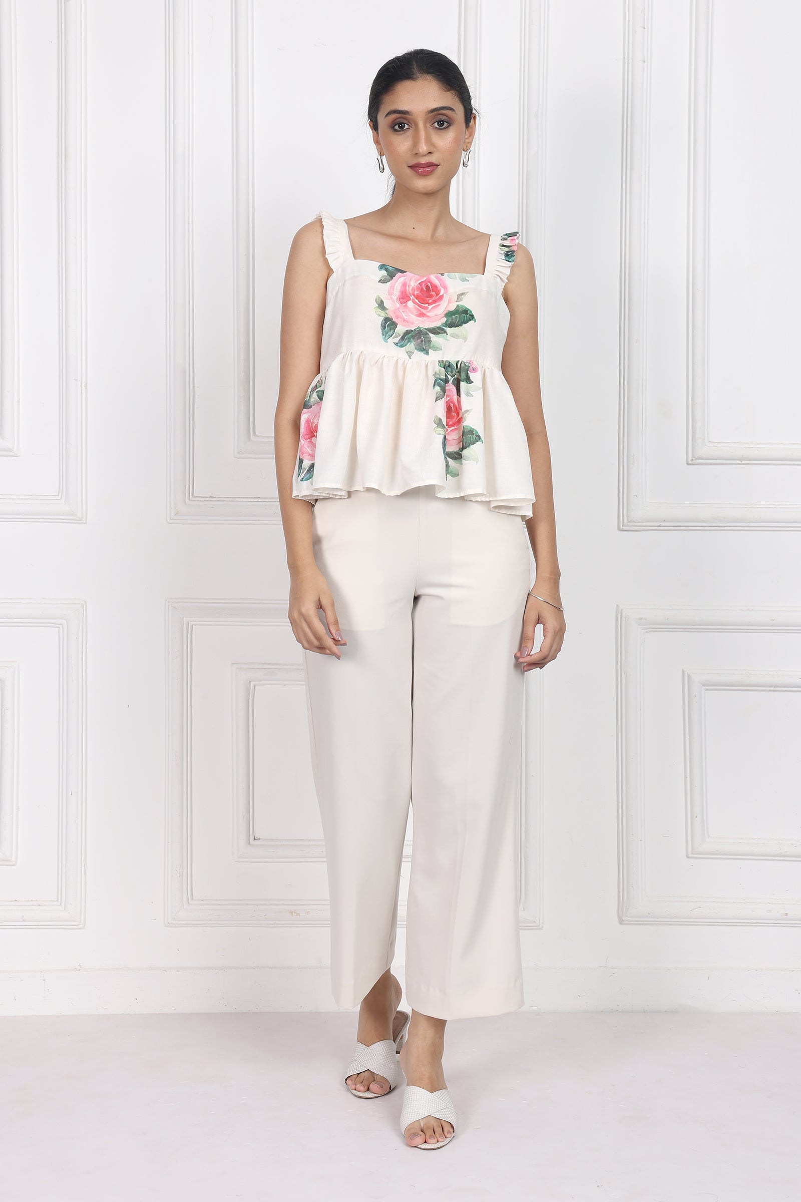 Wander Edit - Whispering Meadows Sleeveless Peplum Top