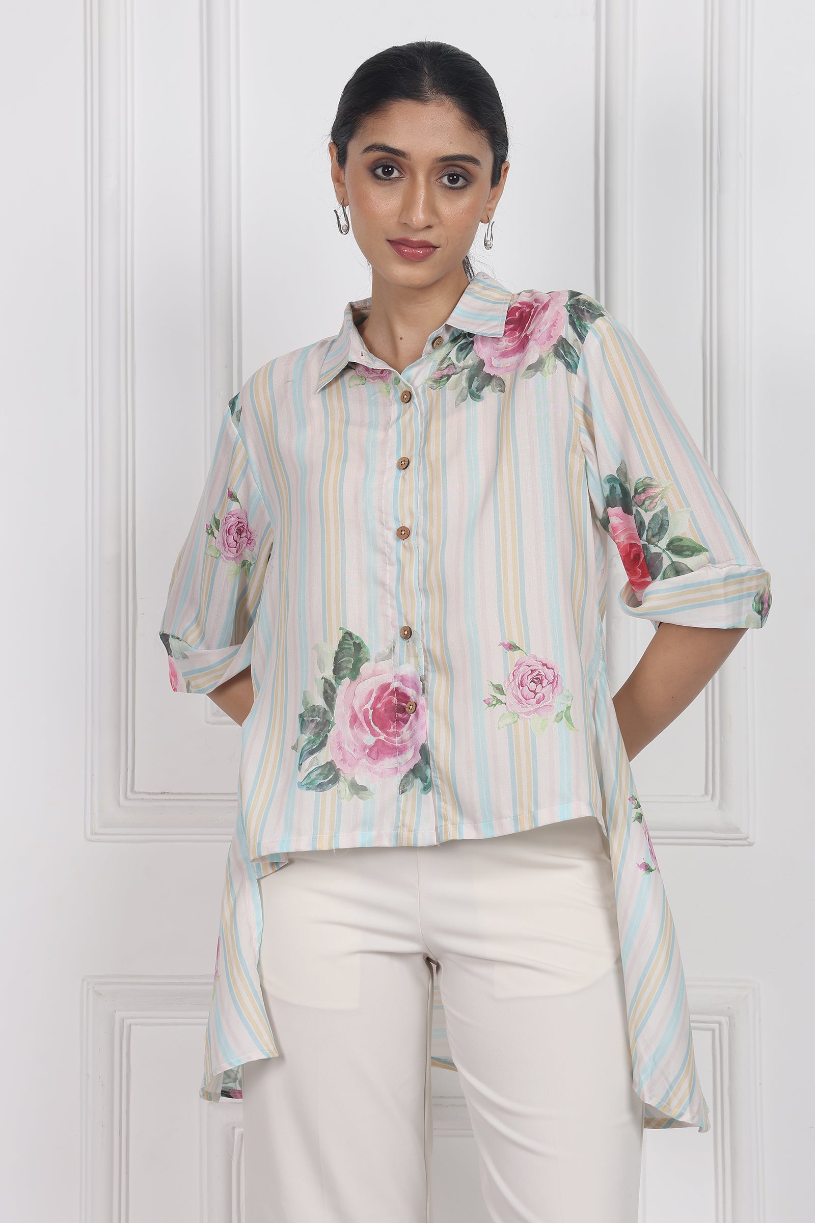 Wander Edit - Velvet Rose Dawn High Low Shirt