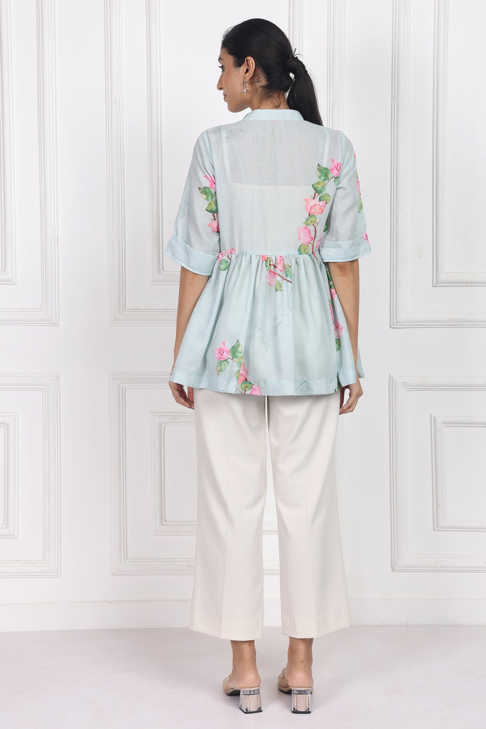 Wander Edit - Sunset Bogainvillea Peplum Top