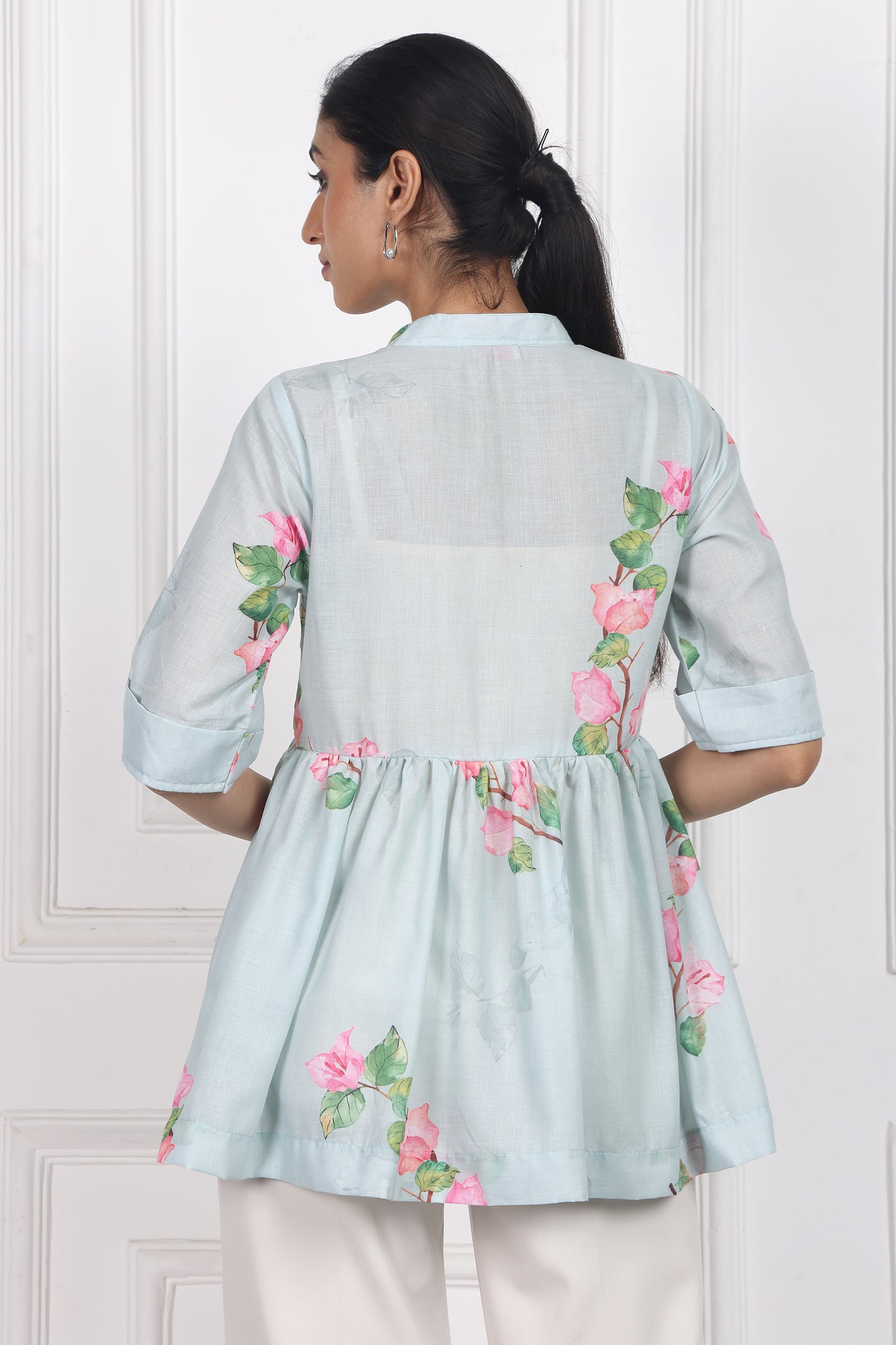 Wander Edit - Sunset Bogainvillea Peplum Top