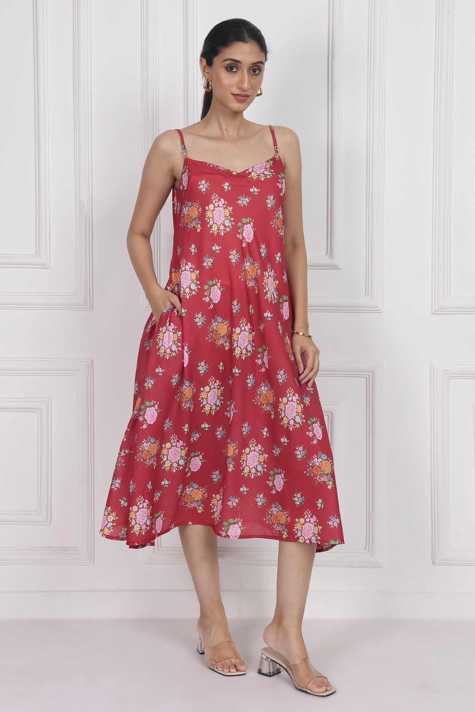 Wander Edit - Crimson Rose Song Gusset Dress