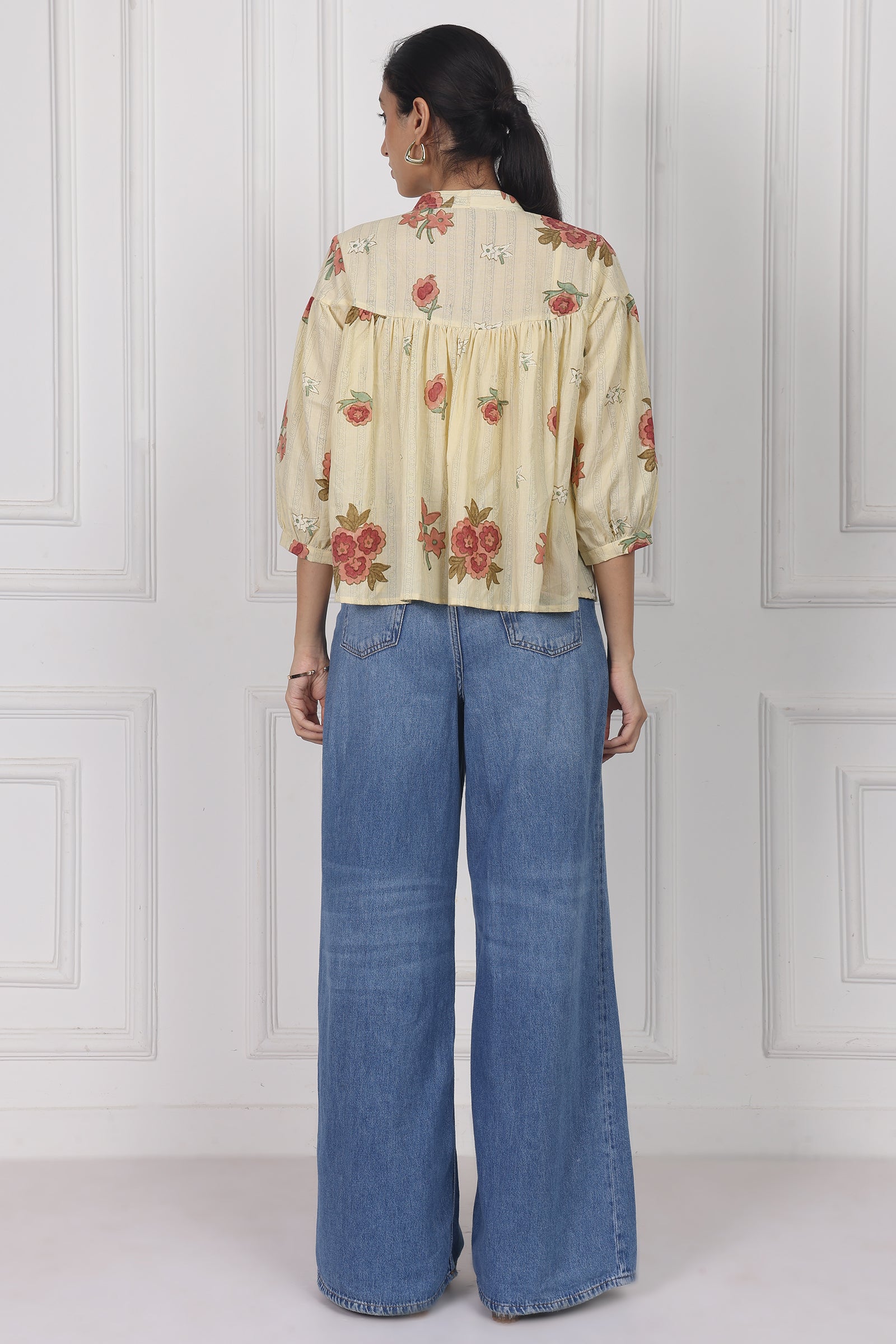 Wander Edit - Floral Reverie Handblock Printed Floral Top