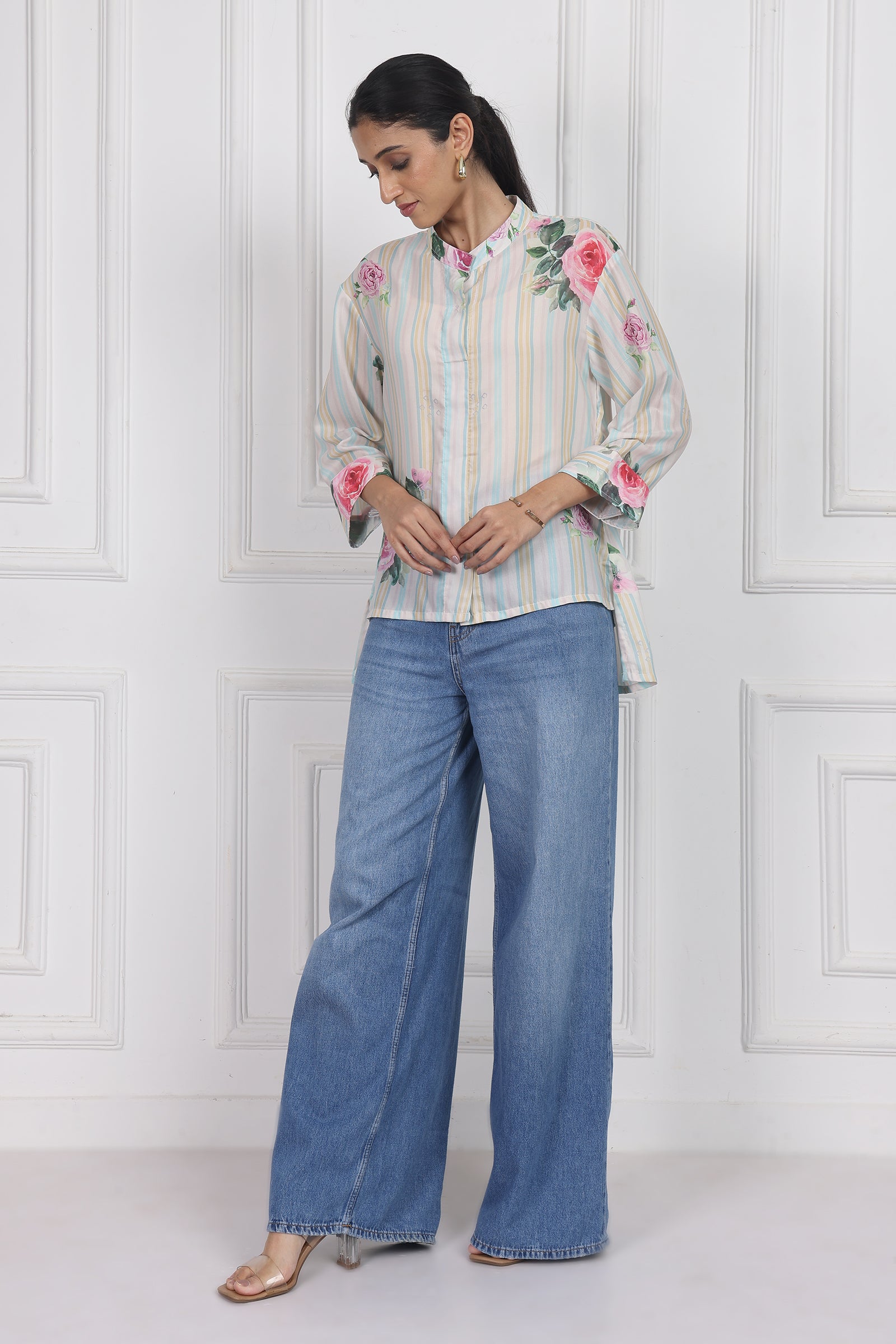 Wander Edit - White Magnolia Song High Low Shirt