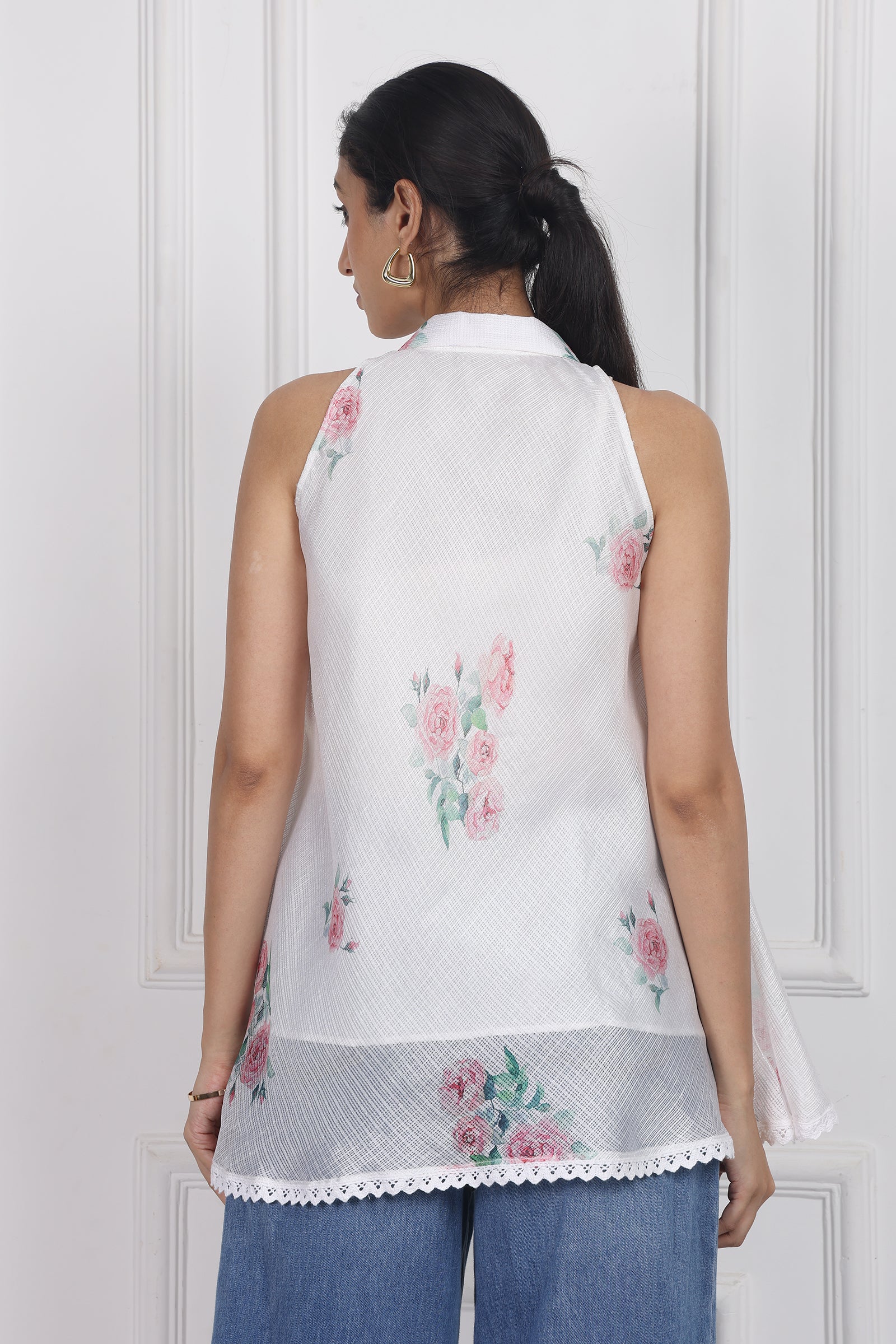 Wander Edit - Ivory Bloom Lantern Top
