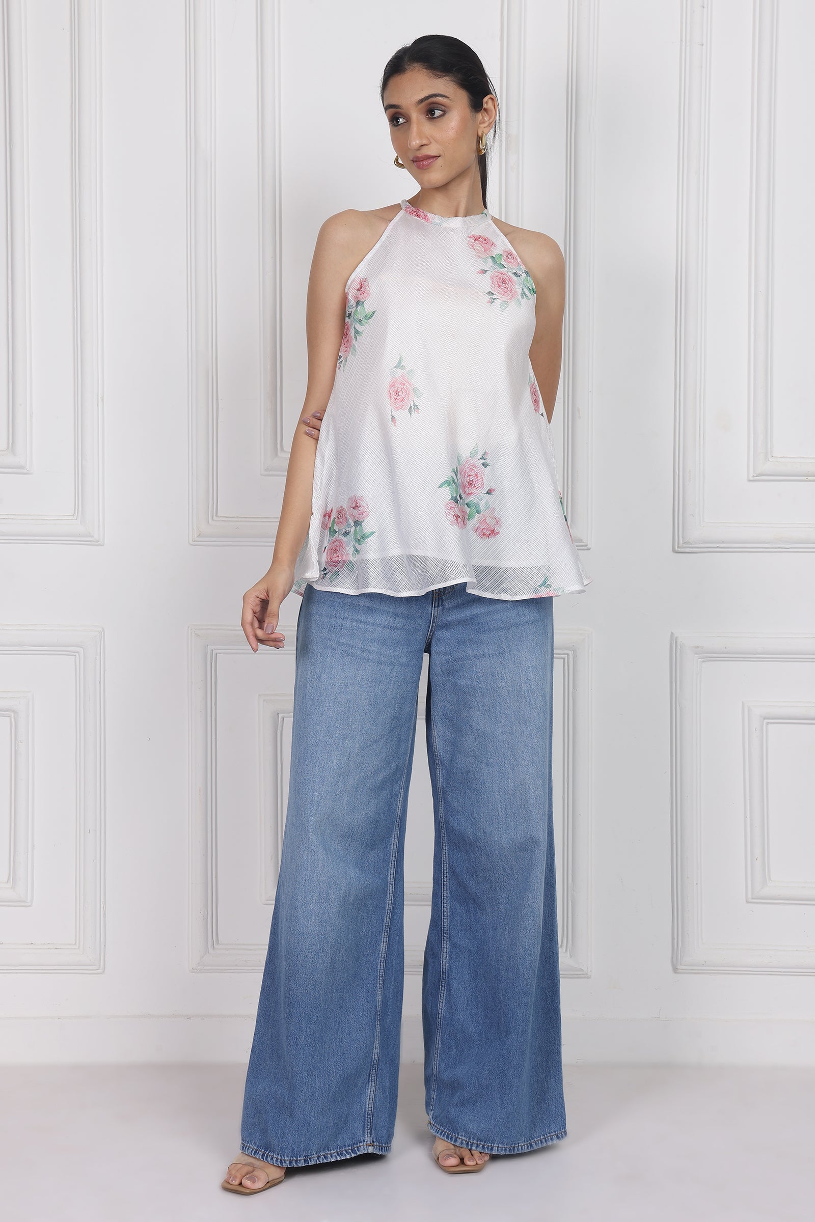 Wander Edit - Ivory Bloom Lantern Top