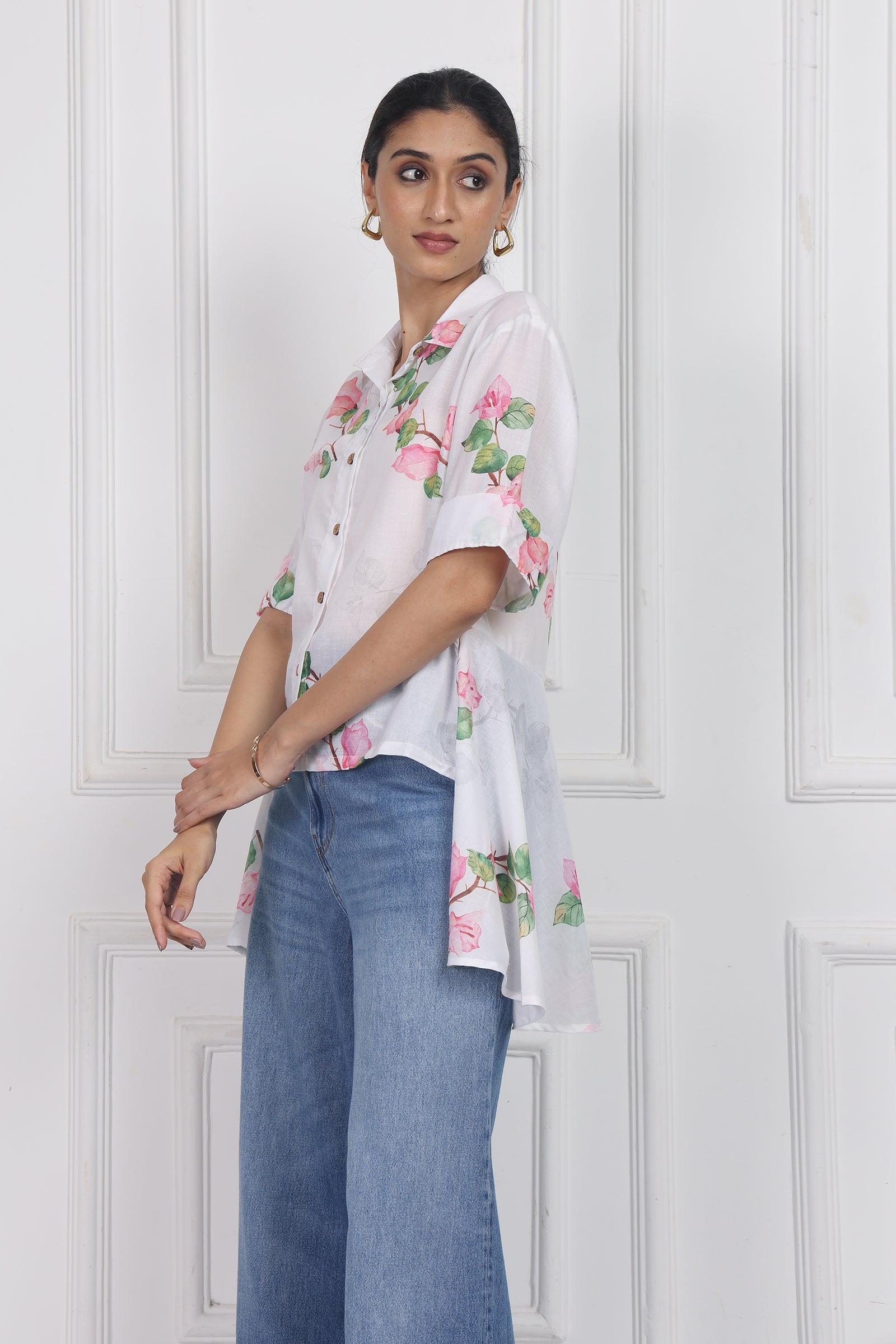 Wander Edit - Bougainvillea Bloom High Low Shirt