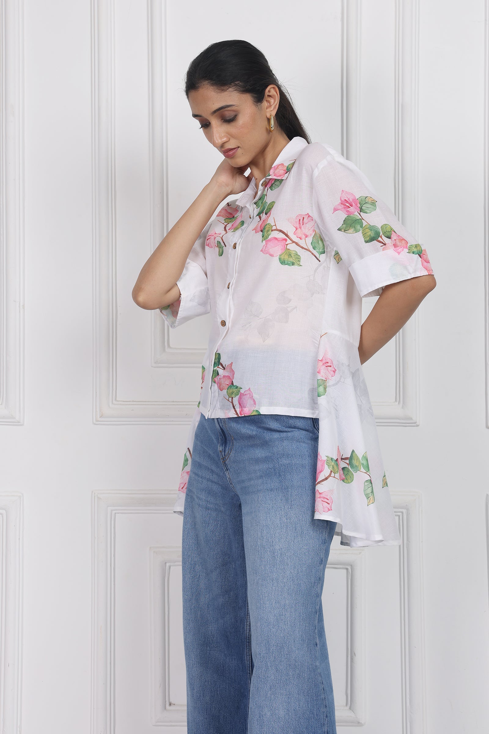 Wander Edit - Bougainvillea Bloom High Low Shirt