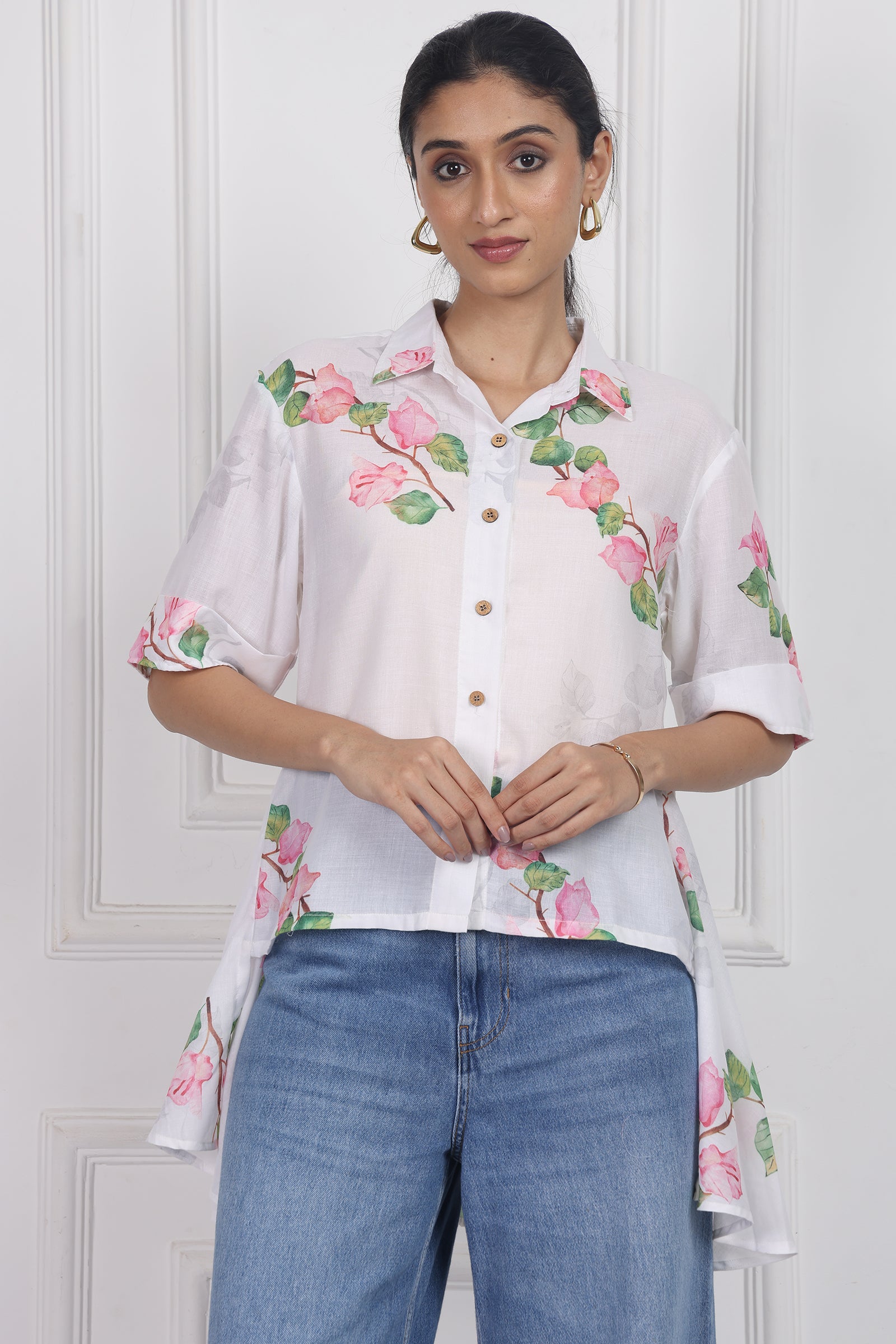 Wander Edit - Bougainvillea Bloom High Low Shirt