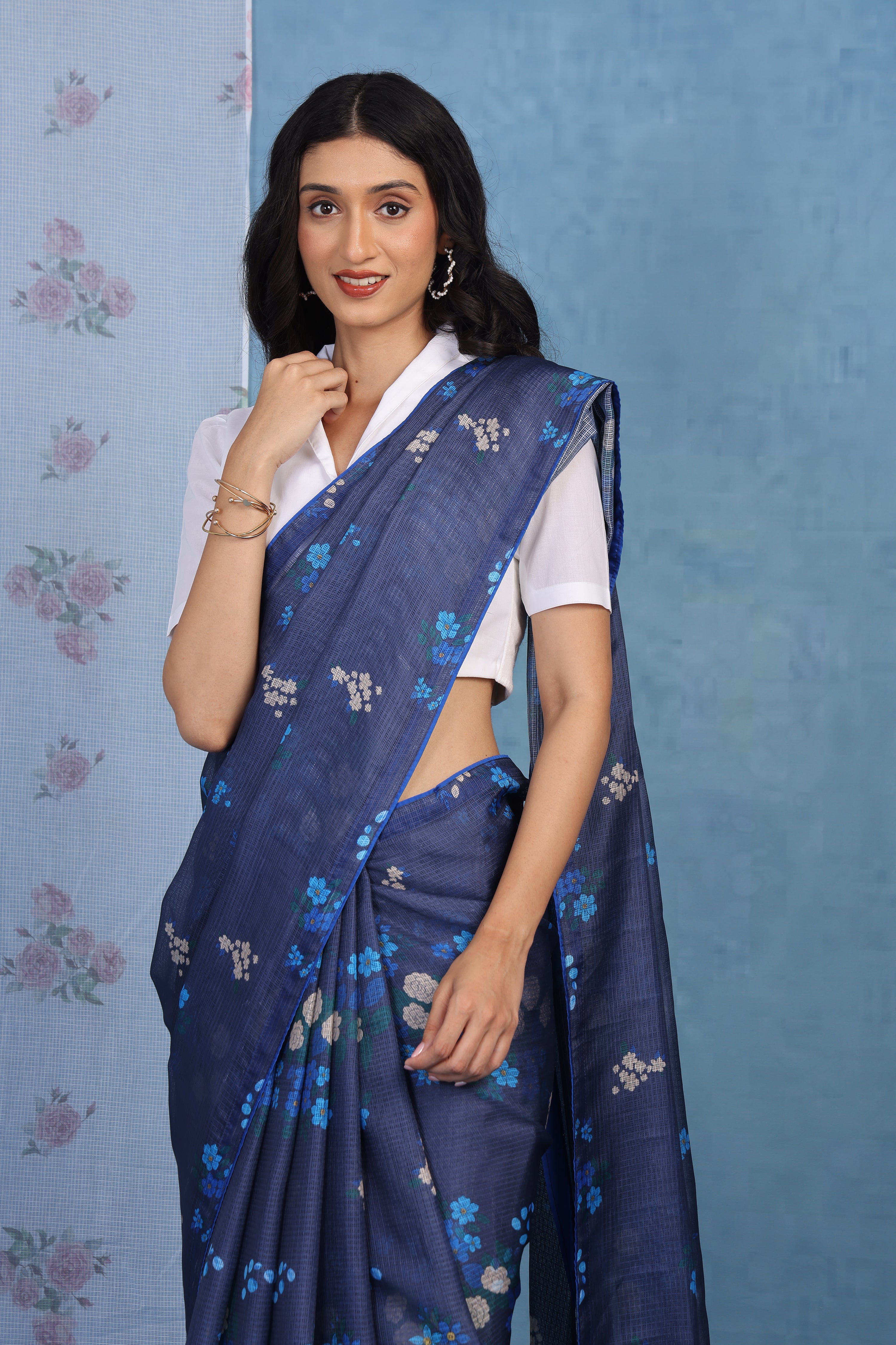 Midnight Lagoon Ink Blue Kota Saree