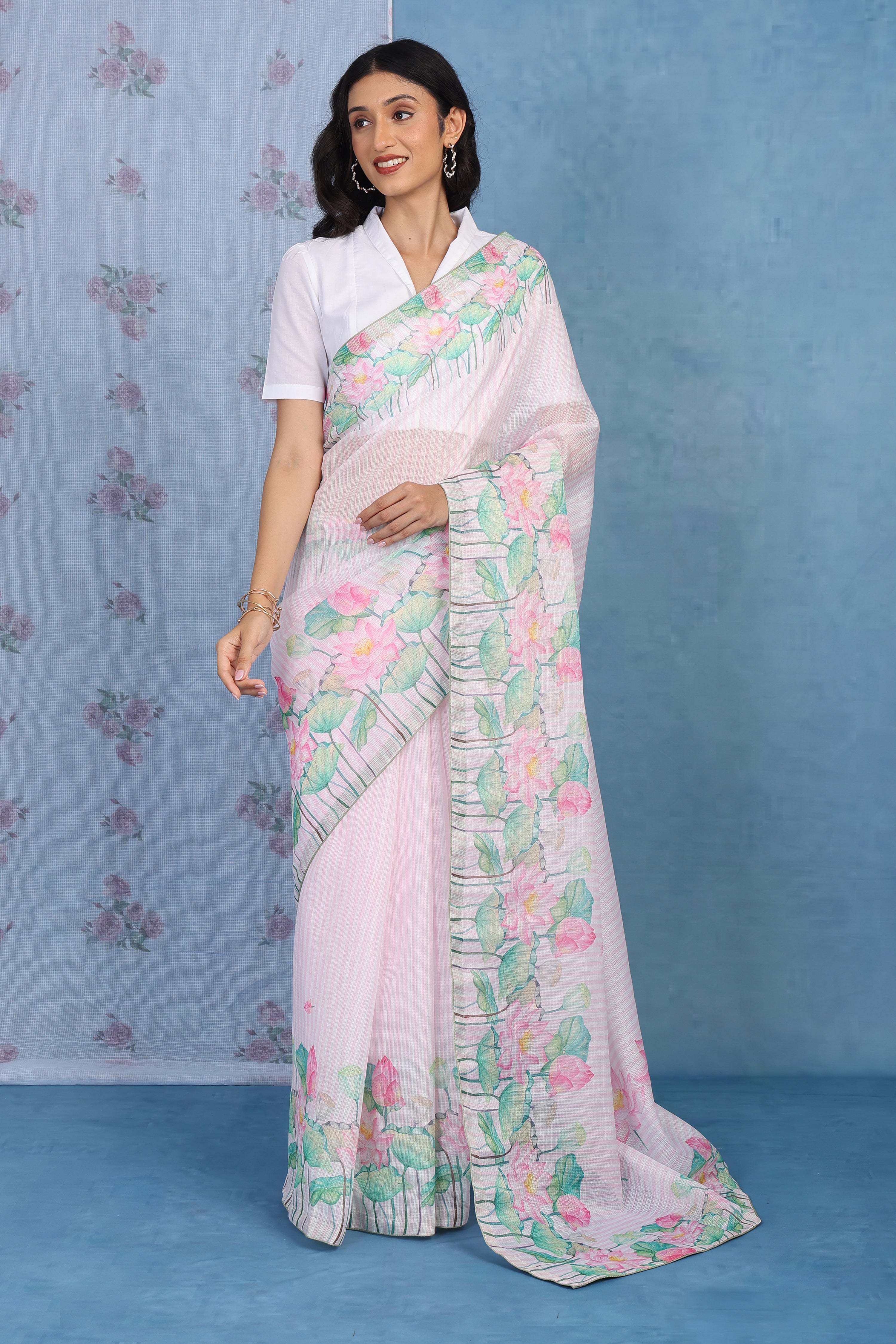 Petals Of Lotus Powder Pink Kota Saree
