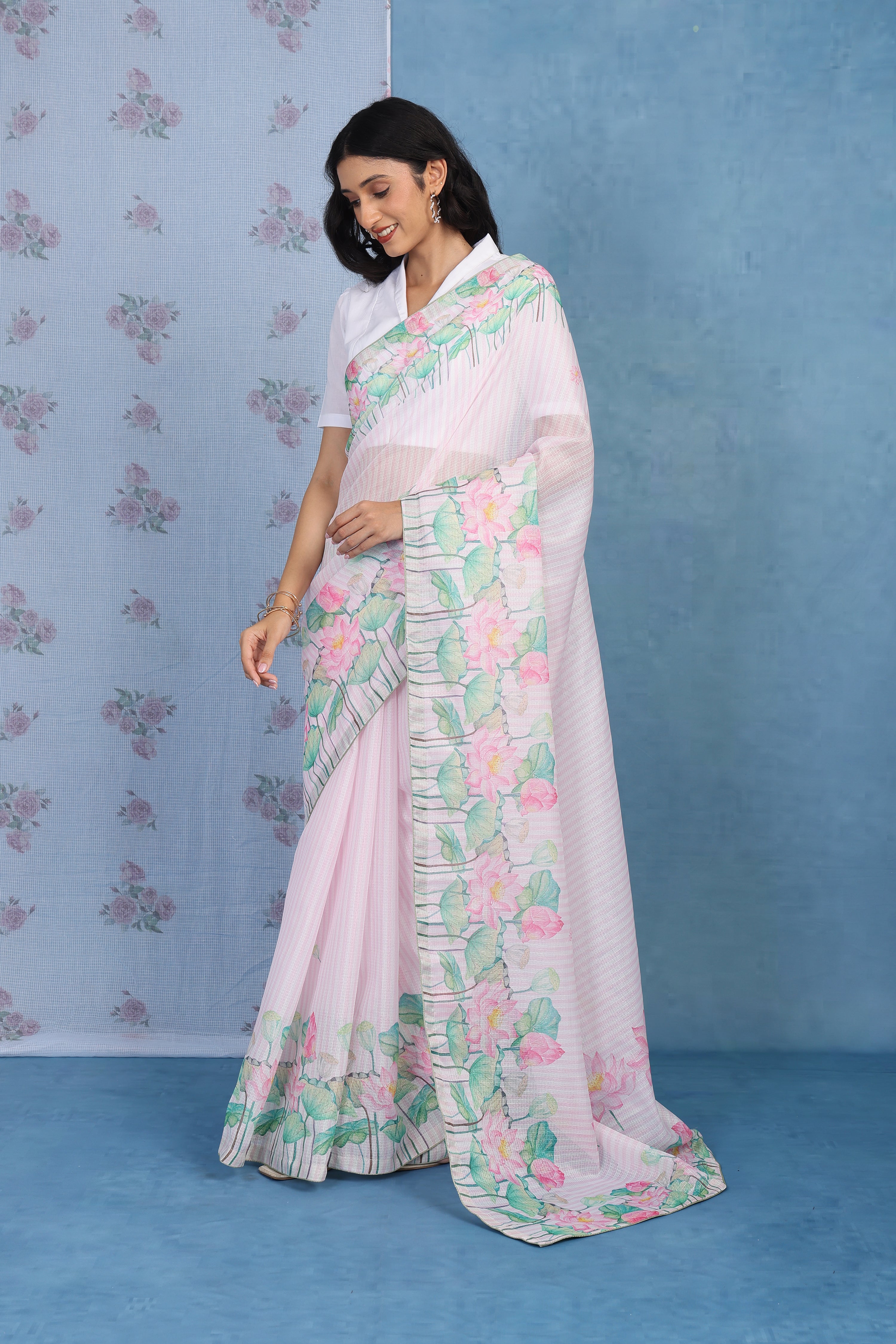 Petals Of Lotus Powder Pink Kota Saree