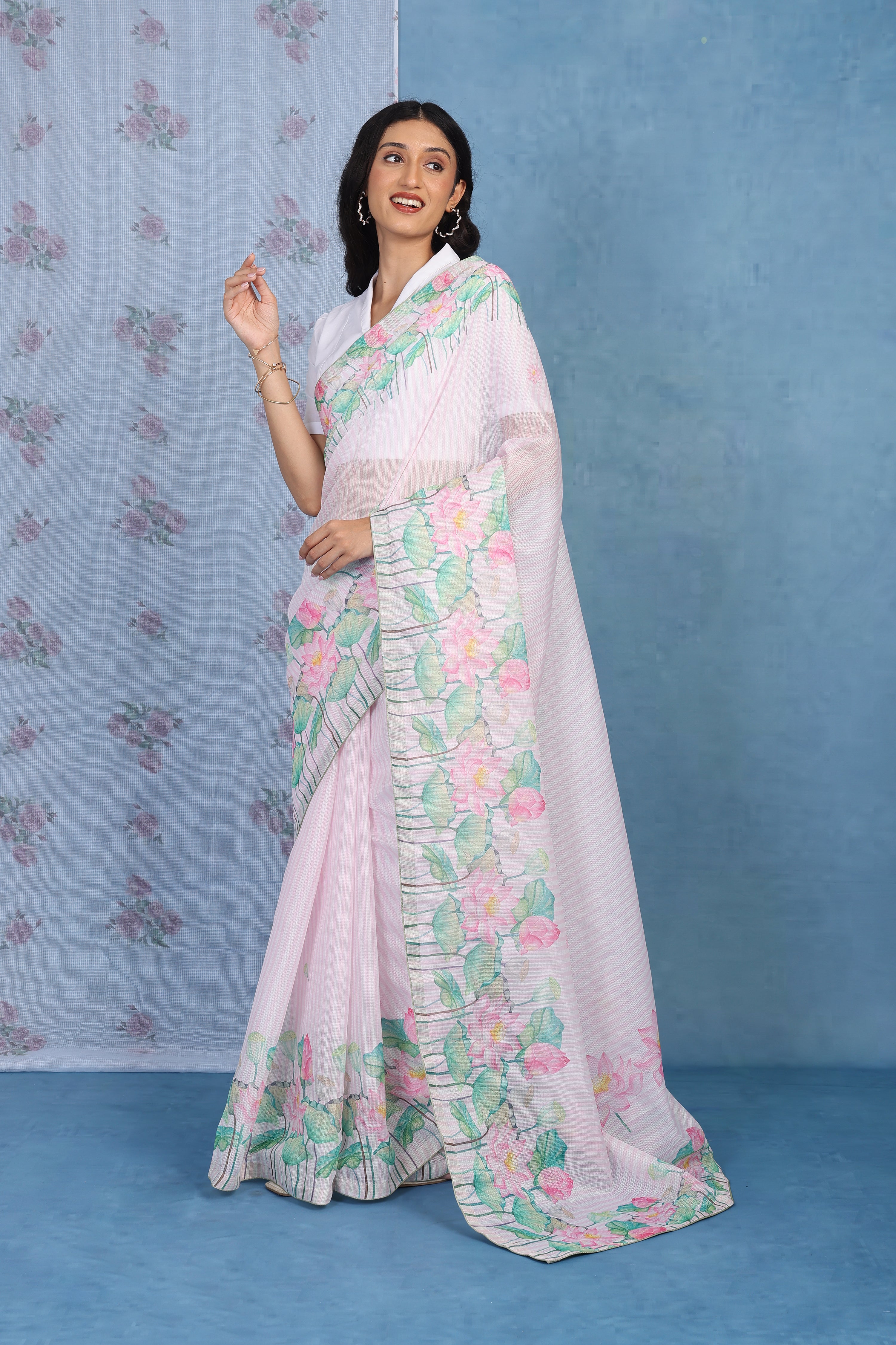 Petals Of Lotus Powder Pink Kota Saree