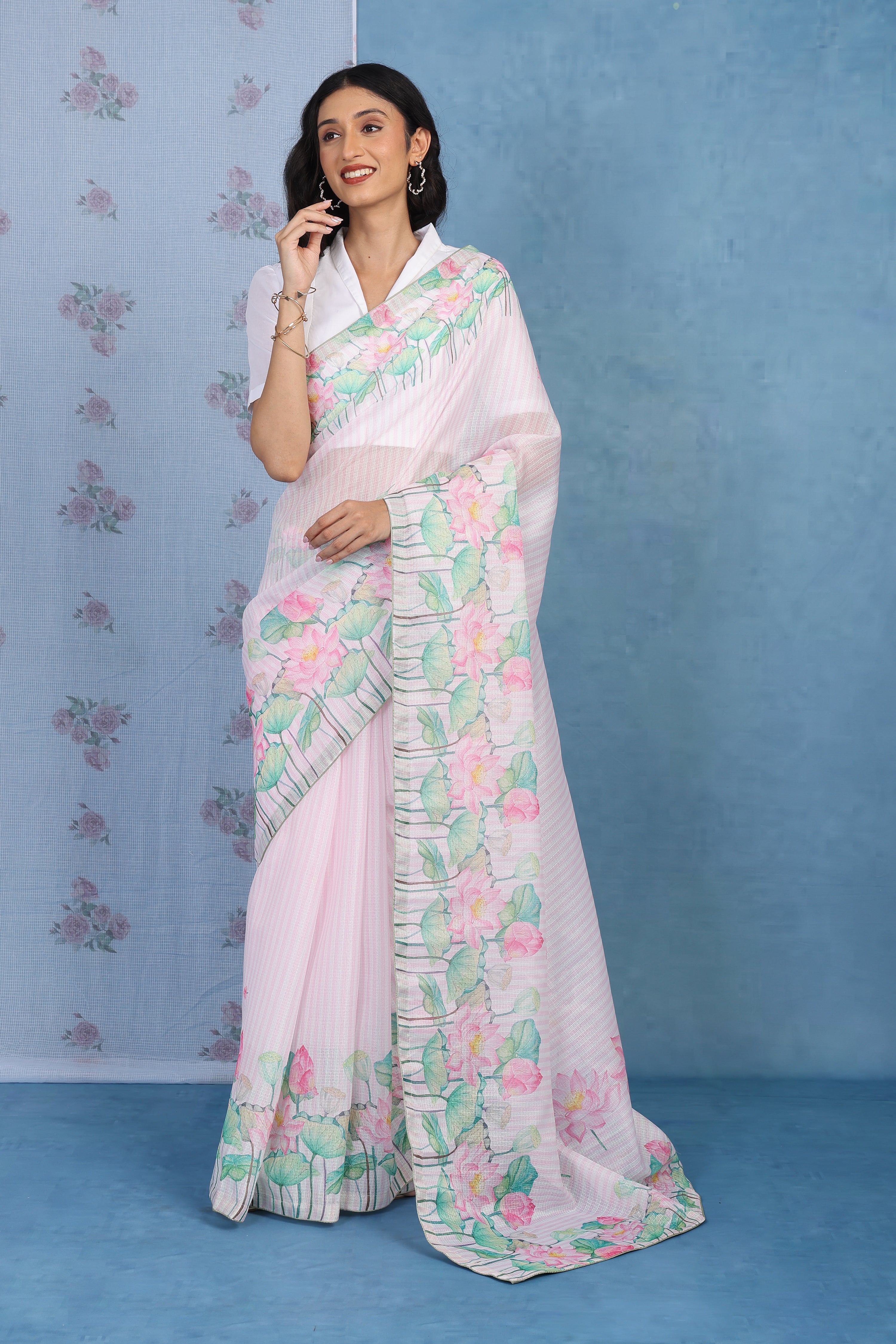 Petals Of Lotus Powder Pink Kota Saree