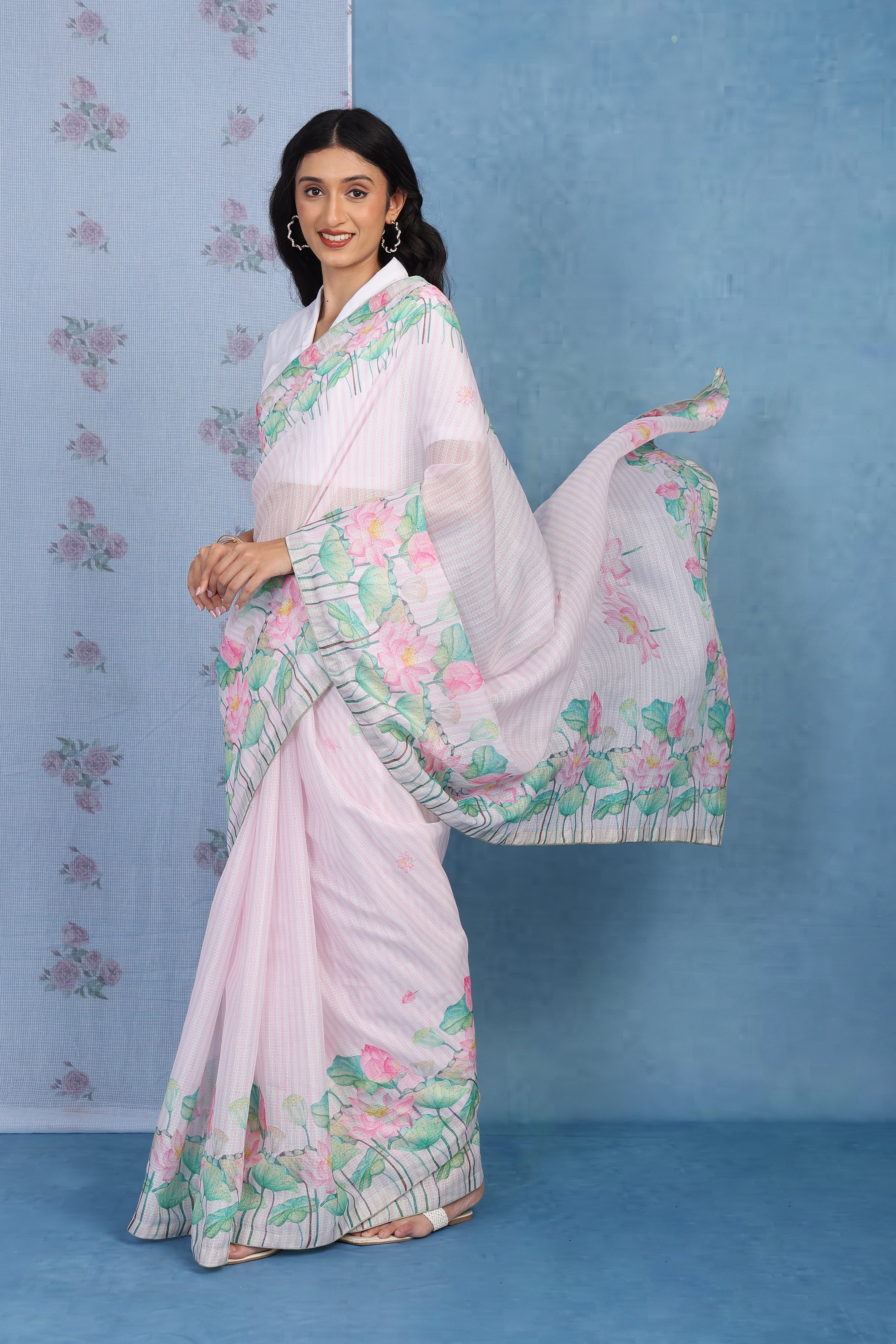 Petals Of Lotus Powder Pink Kota Saree