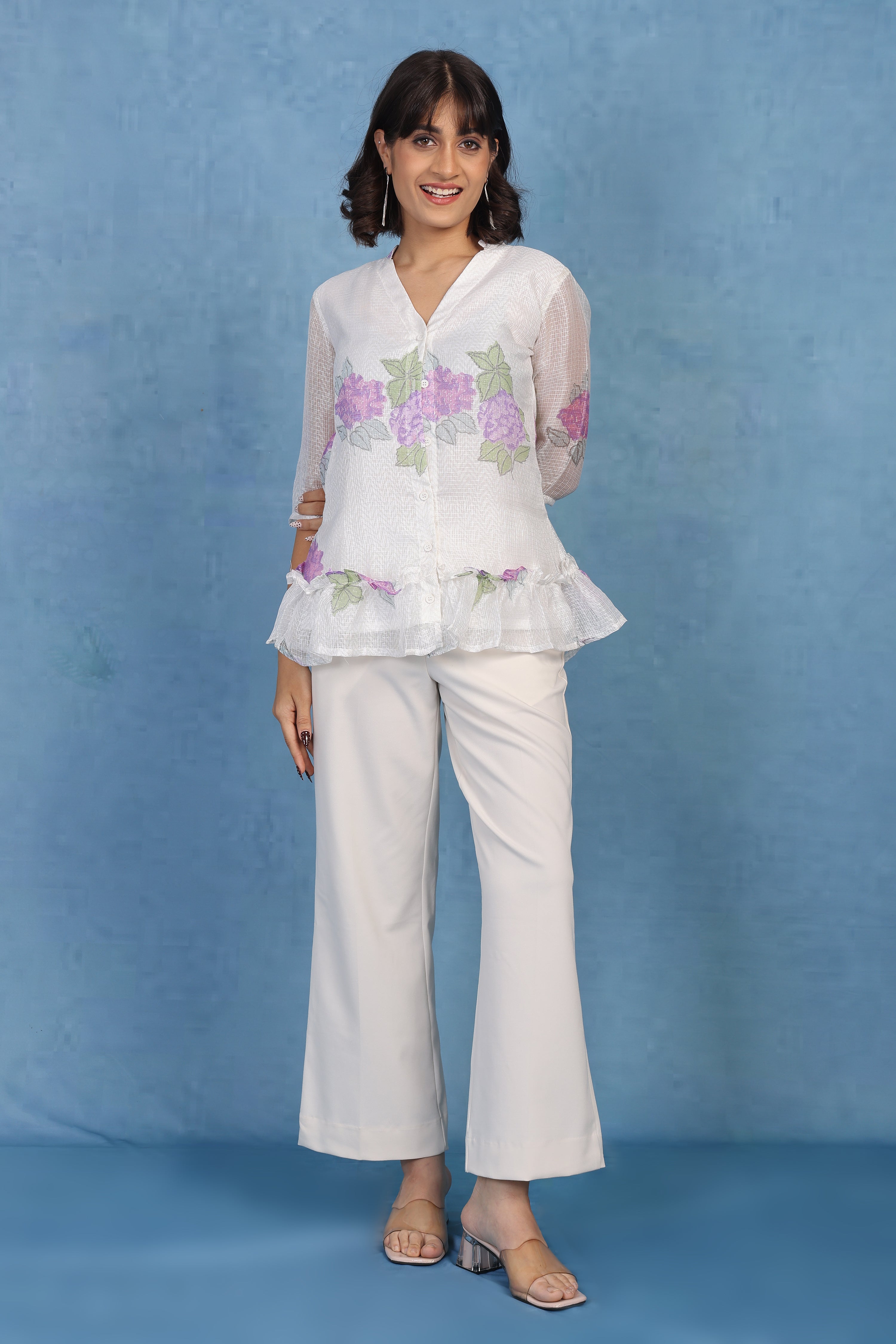 Pale Mauve Hydrangea Whisper – Kota Short Top
