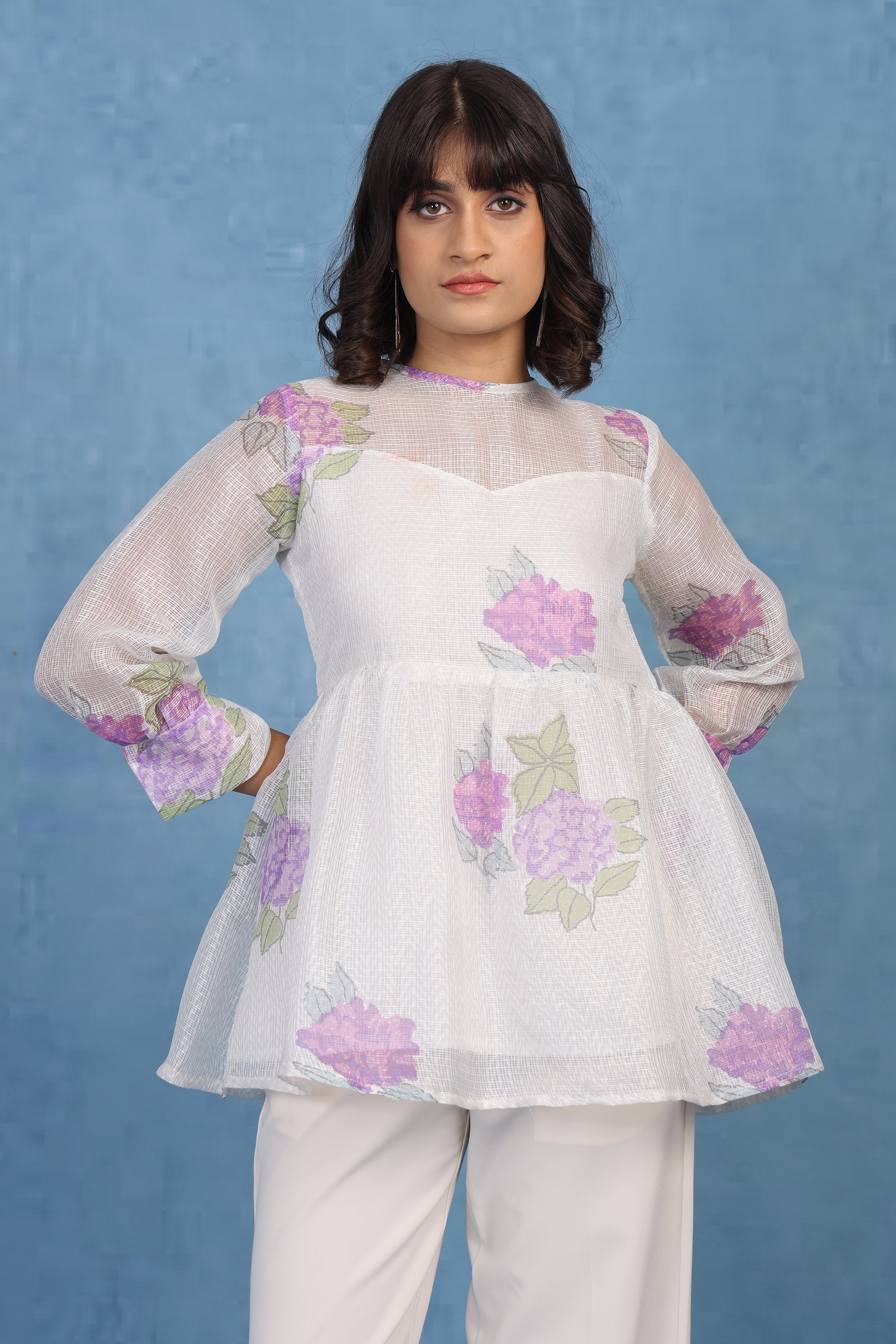 Mauve Hydrangea Peplum – Kota Short Top