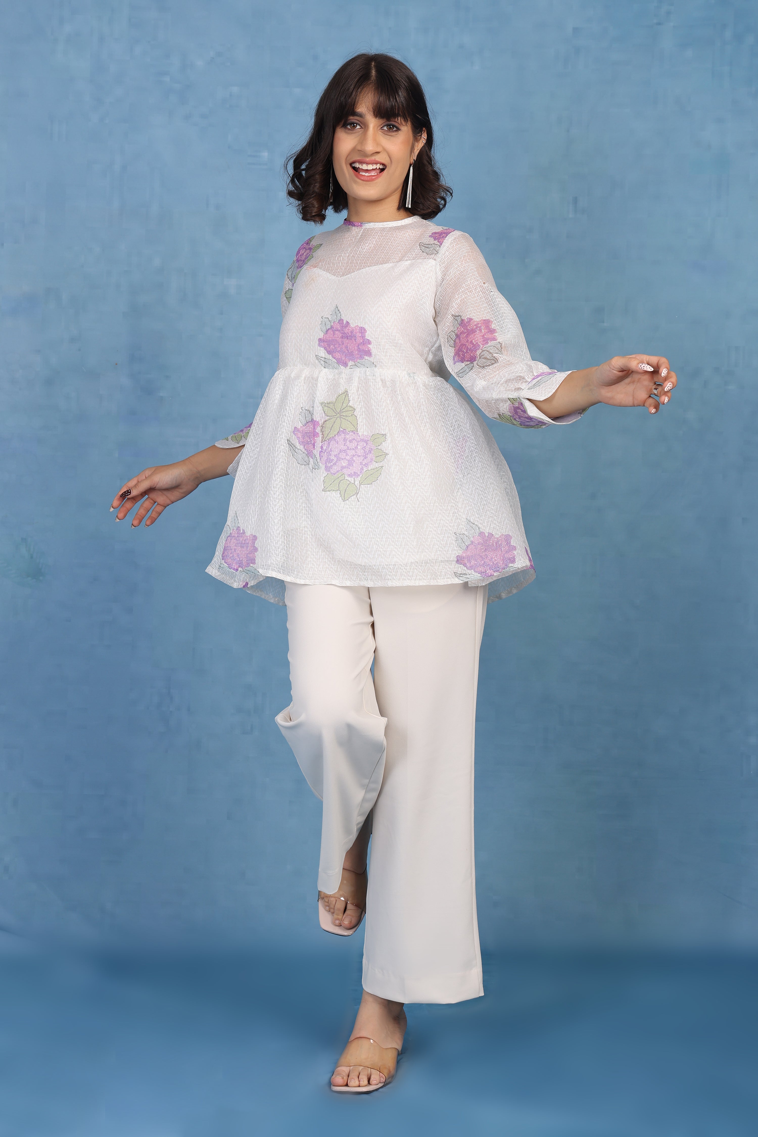 Mauve Hydrangea Peplum – Kota Short Top