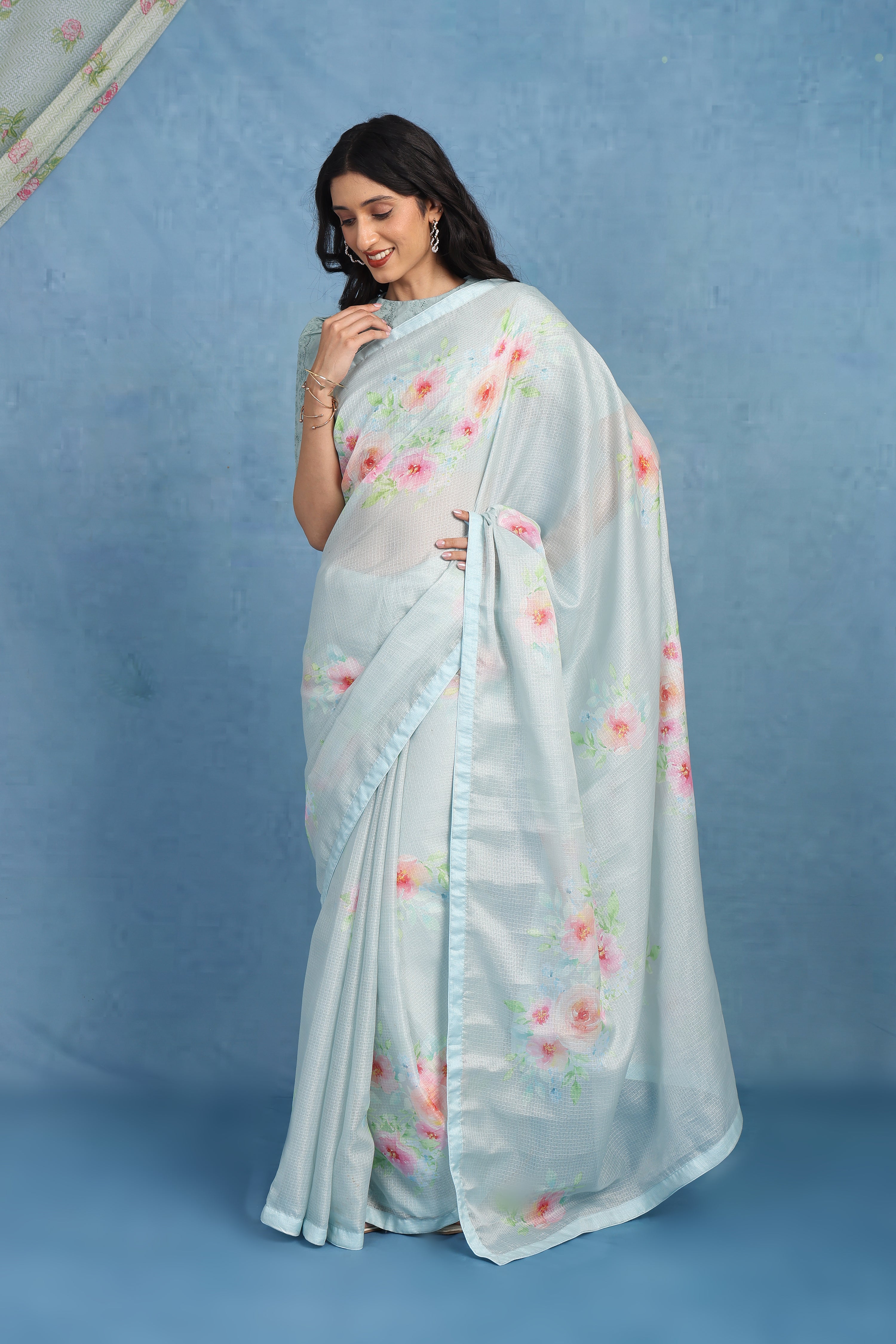 Sage By The Sea Ocean Green Kota Saree
