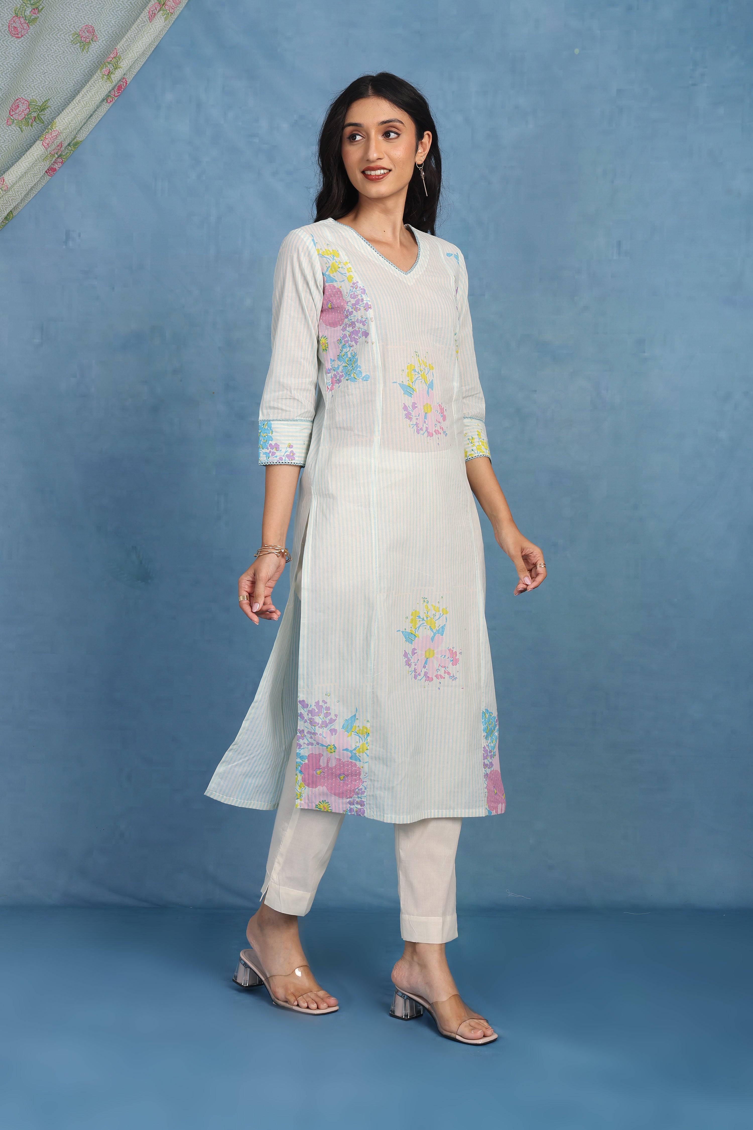 English Garden – Blue Meadow Kurta - Only Top