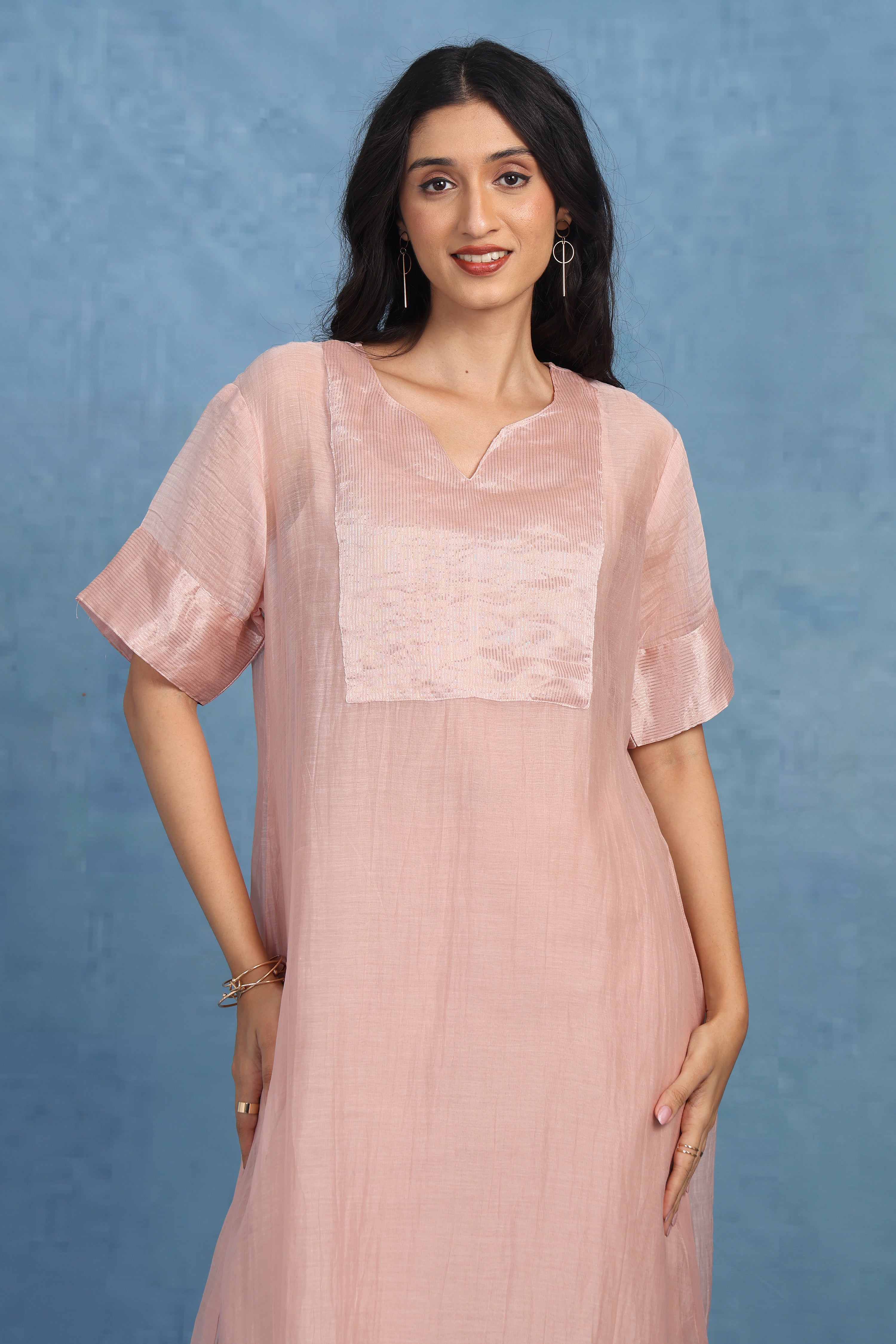 Peach Blossom Kaftan Kurta - Top, Bottom And Seperate Inner