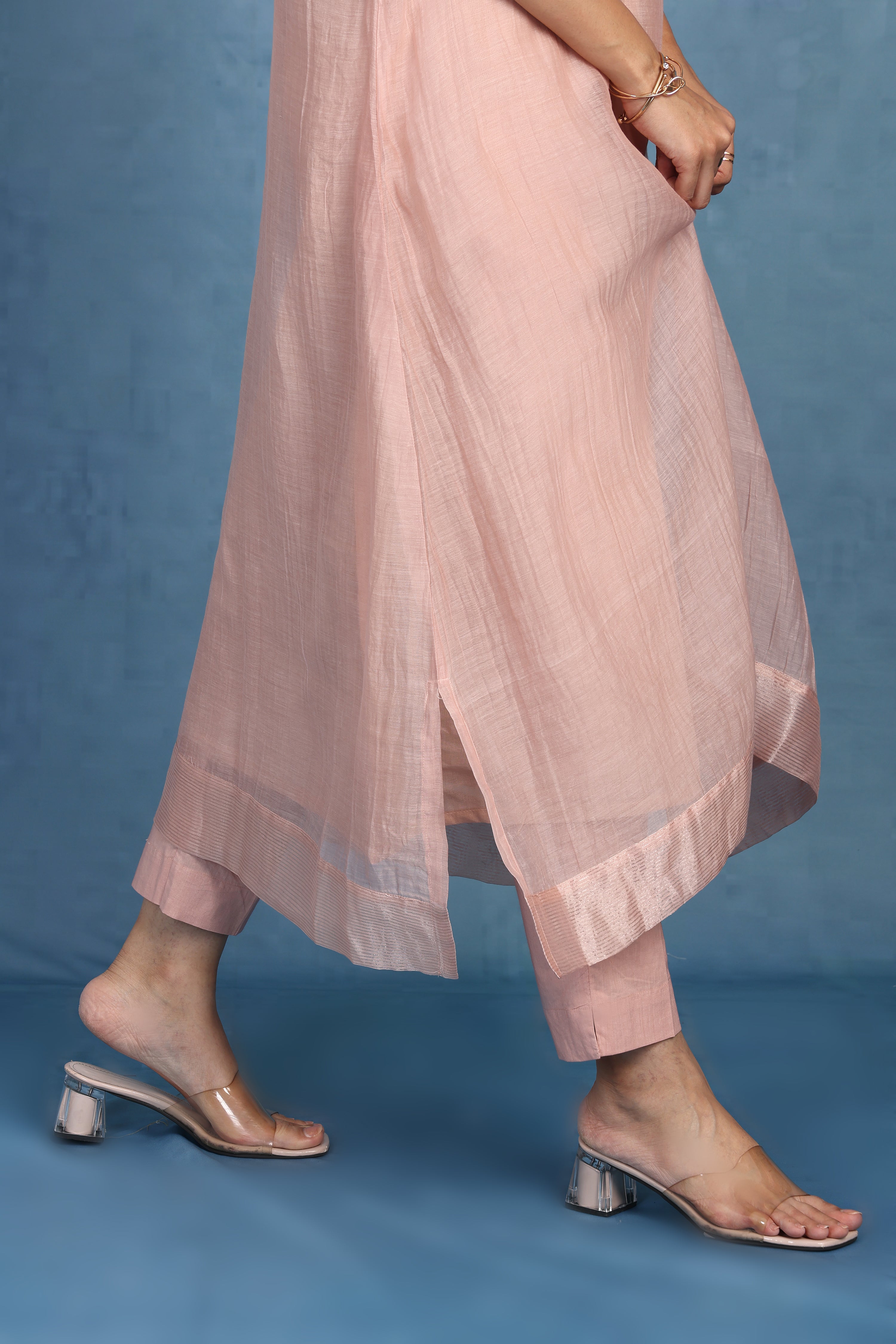 Peach Blossom Kaftan Kurta - Top, Bottom And Seperate Inner