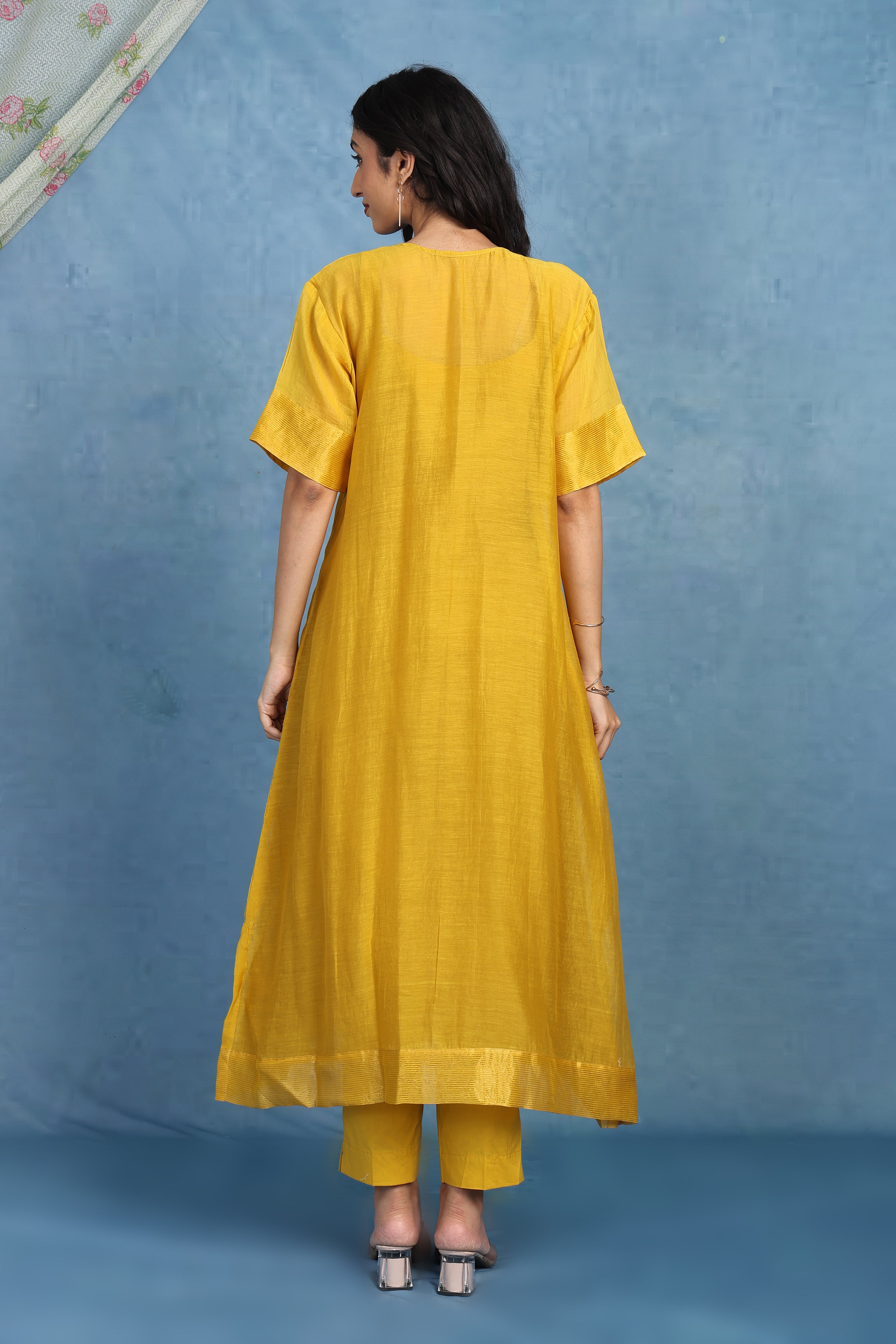 Golden Marigold Kaftan Kurta - Top , Bottom And Seperate Inner