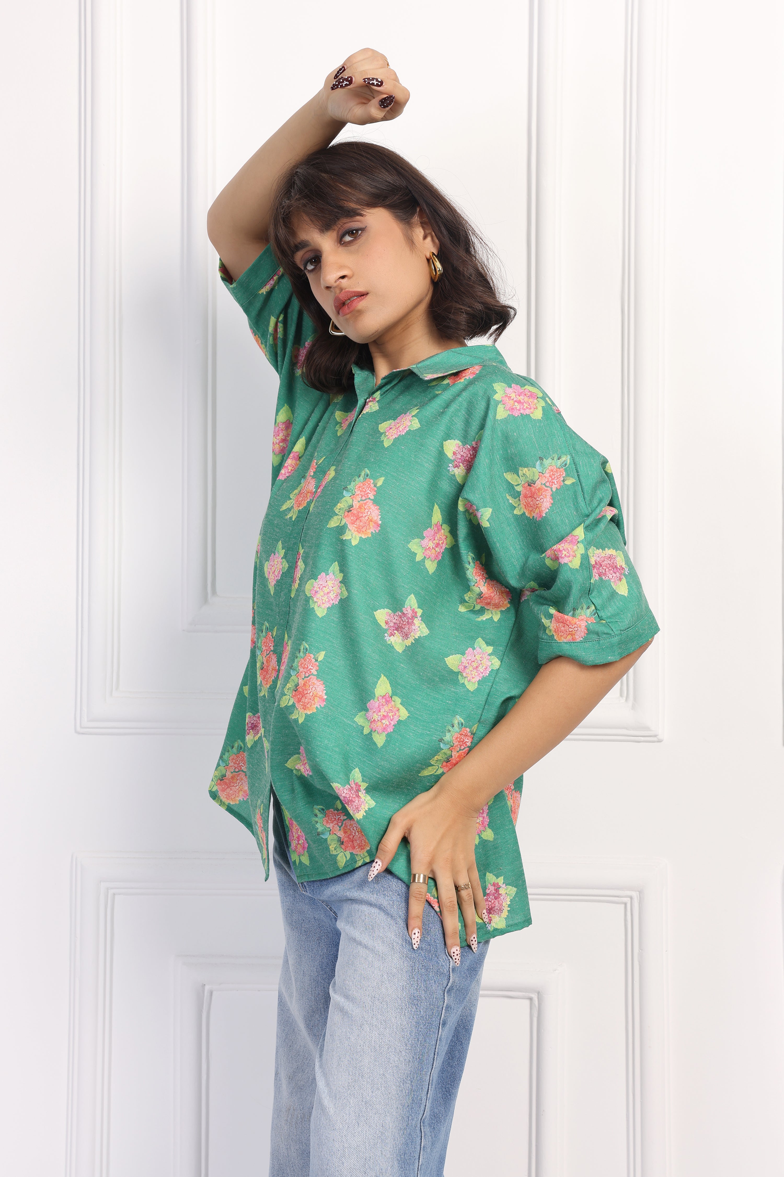 Leaf Hydrangea Boxy Shirt