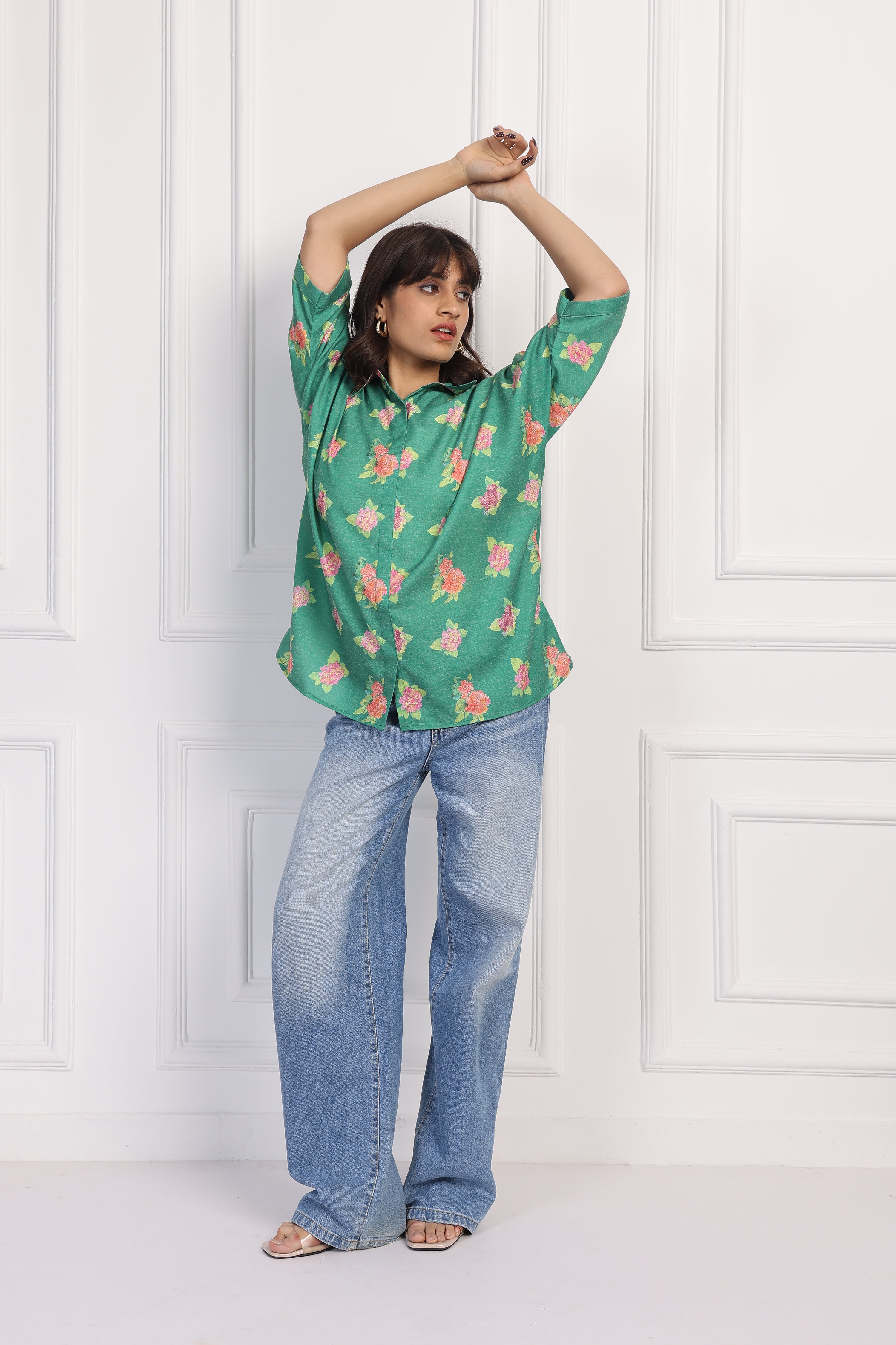 Leaf Hydrangea Boxy Shirt