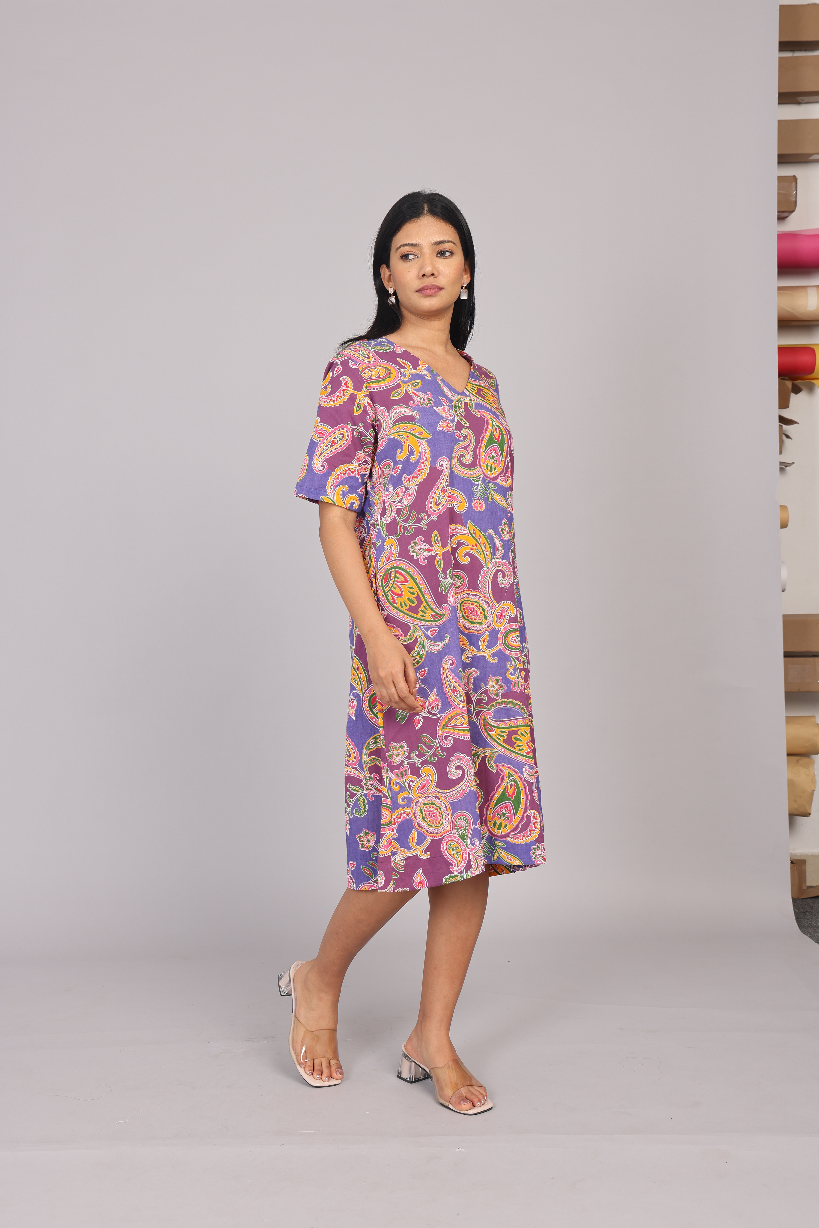 Wander Edit - Lilac Paisley Skies Comfy Dress