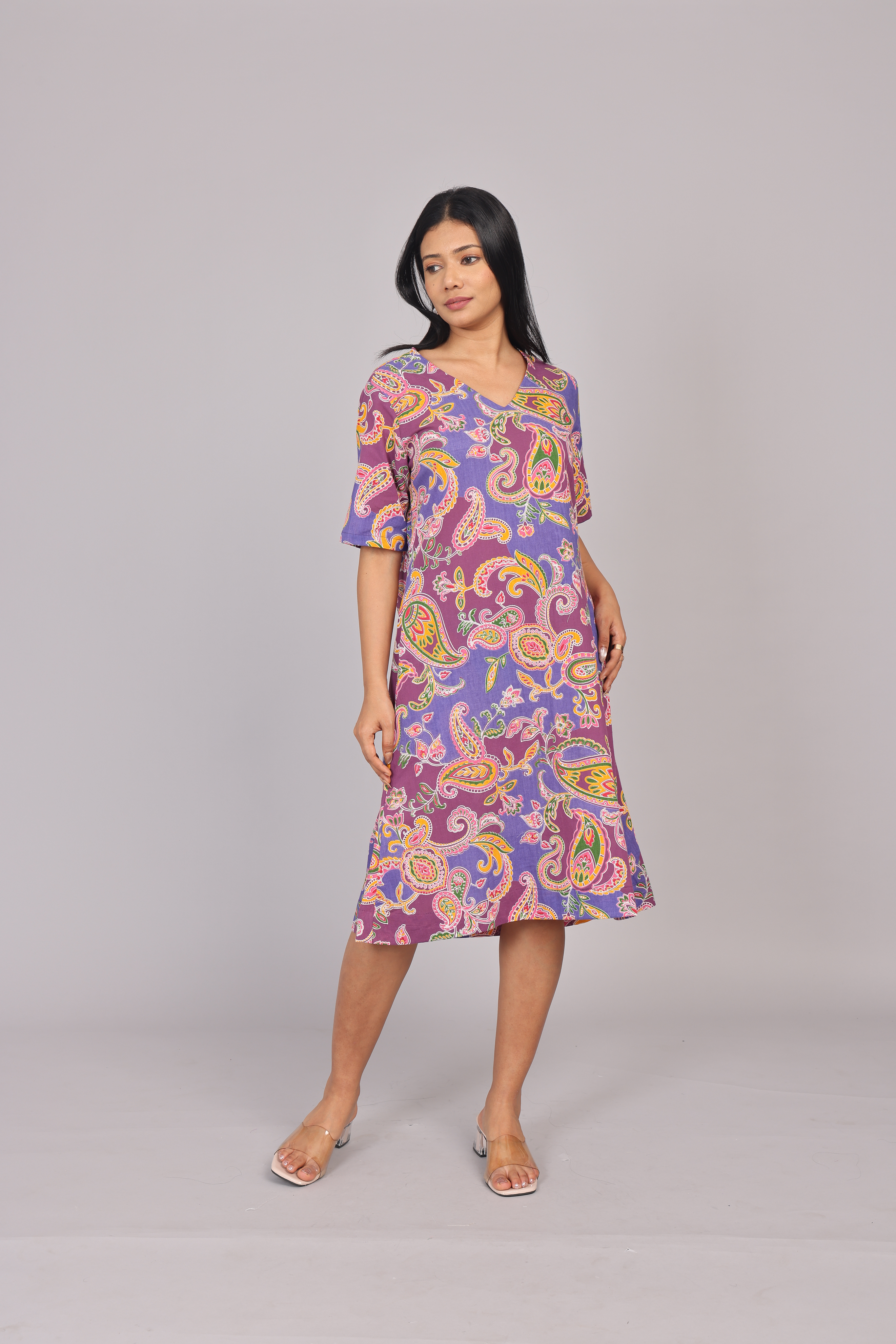 Wander Edit - Lilac Paisley Skies Comfy Dress