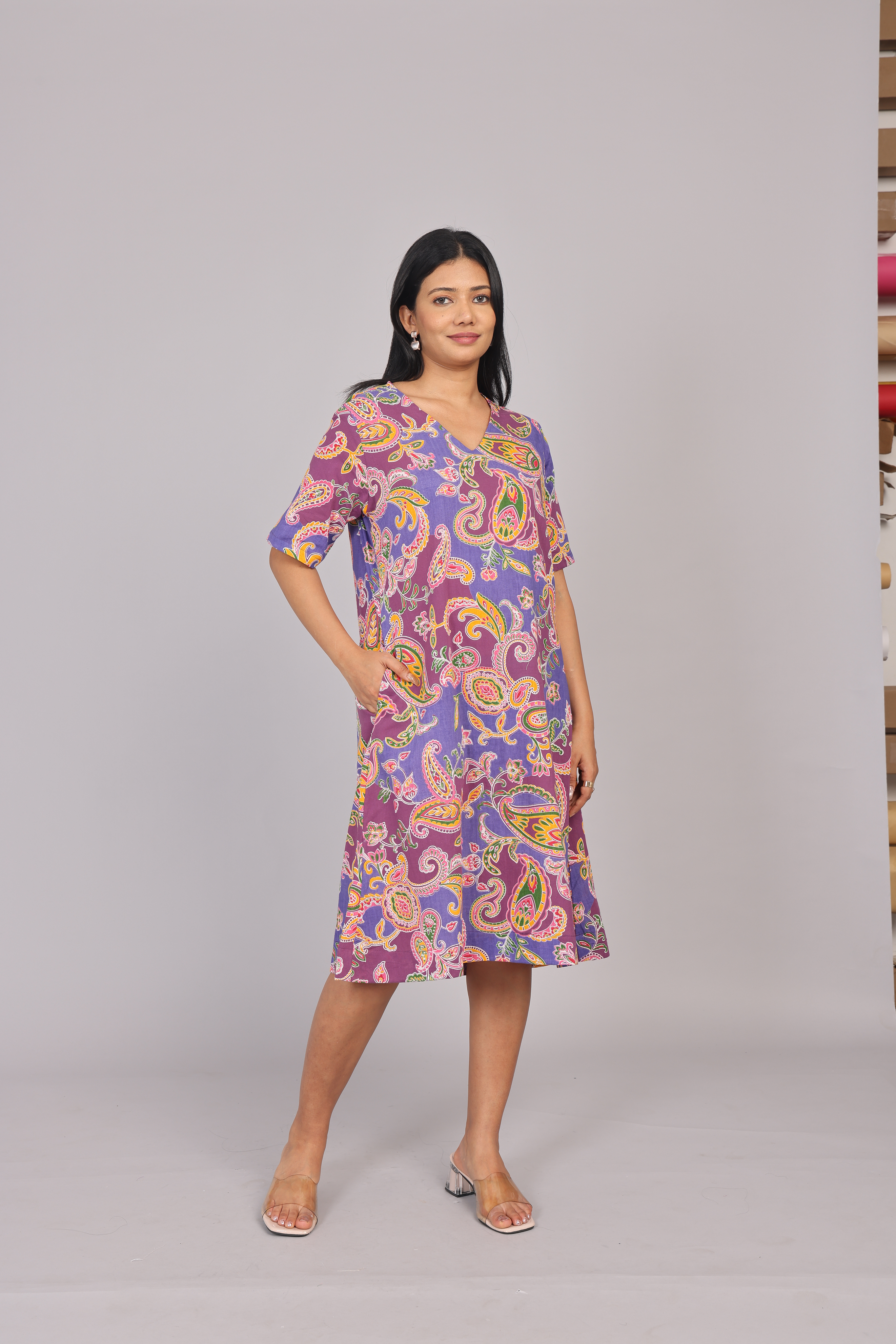 Wander Edit - Lilac Paisley Skies Comfy Dress