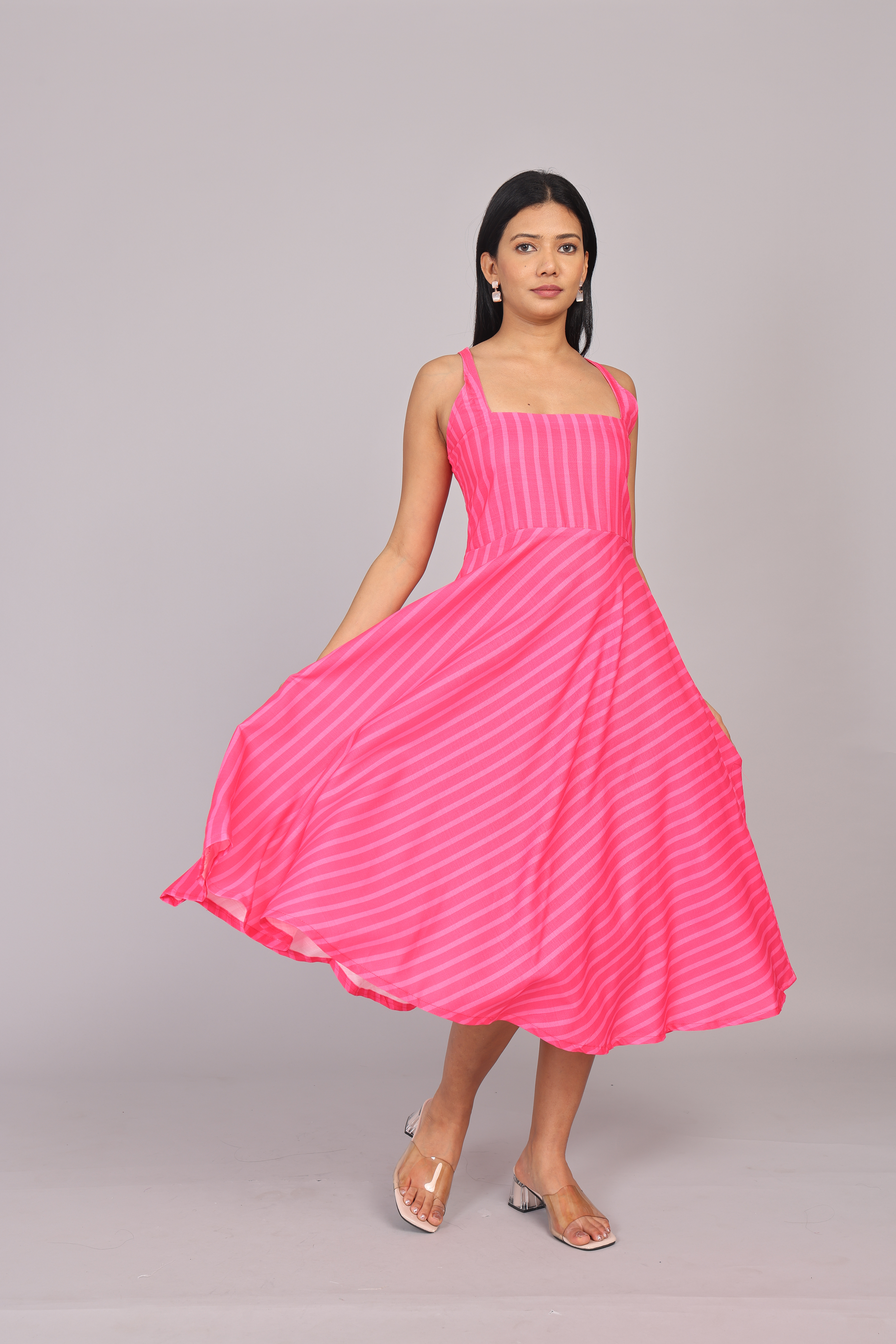 Wander Edit - Blush Lines Fitted Bodice Dress