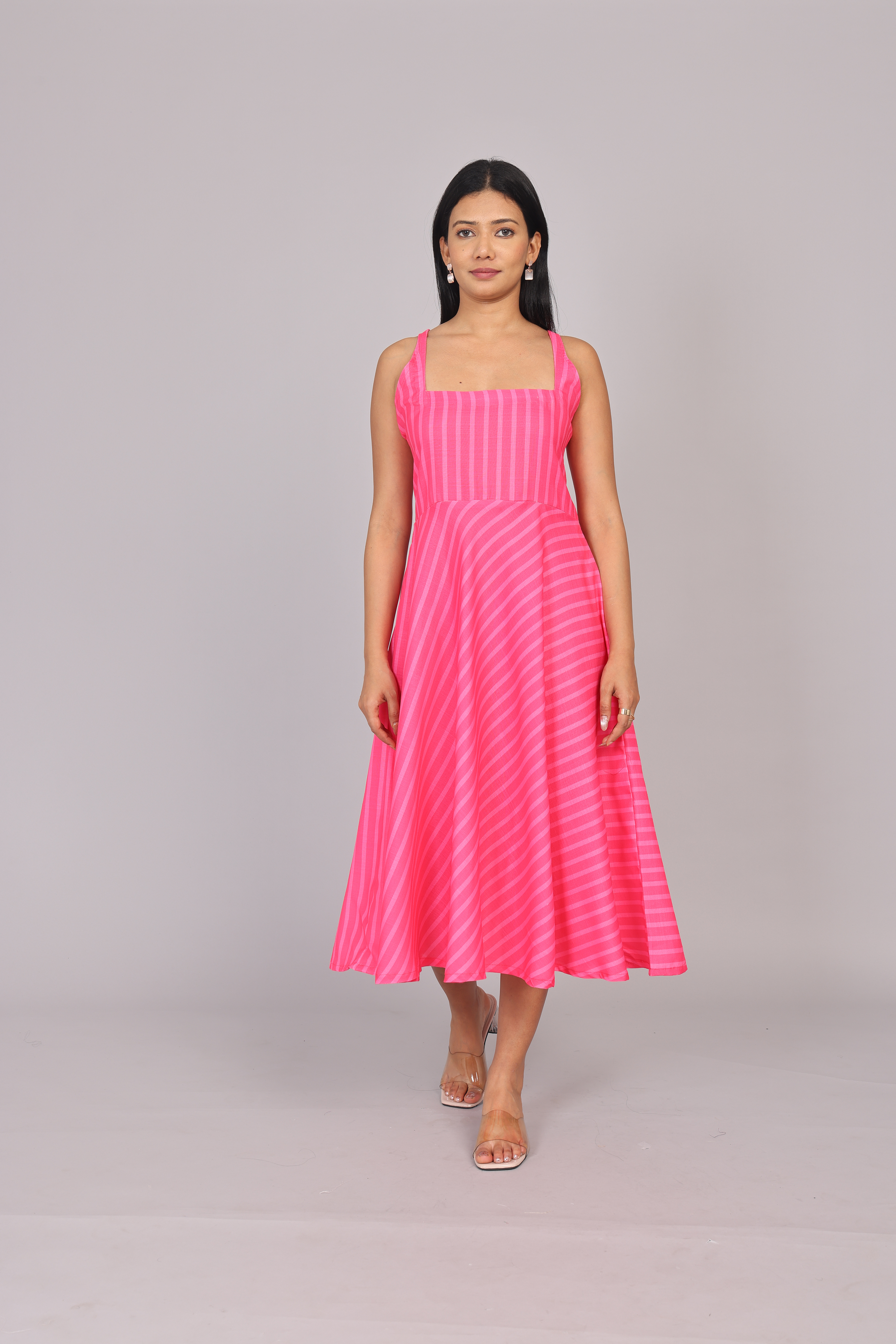 Wander Edit - Blush Lines Fitted Bodice Dress