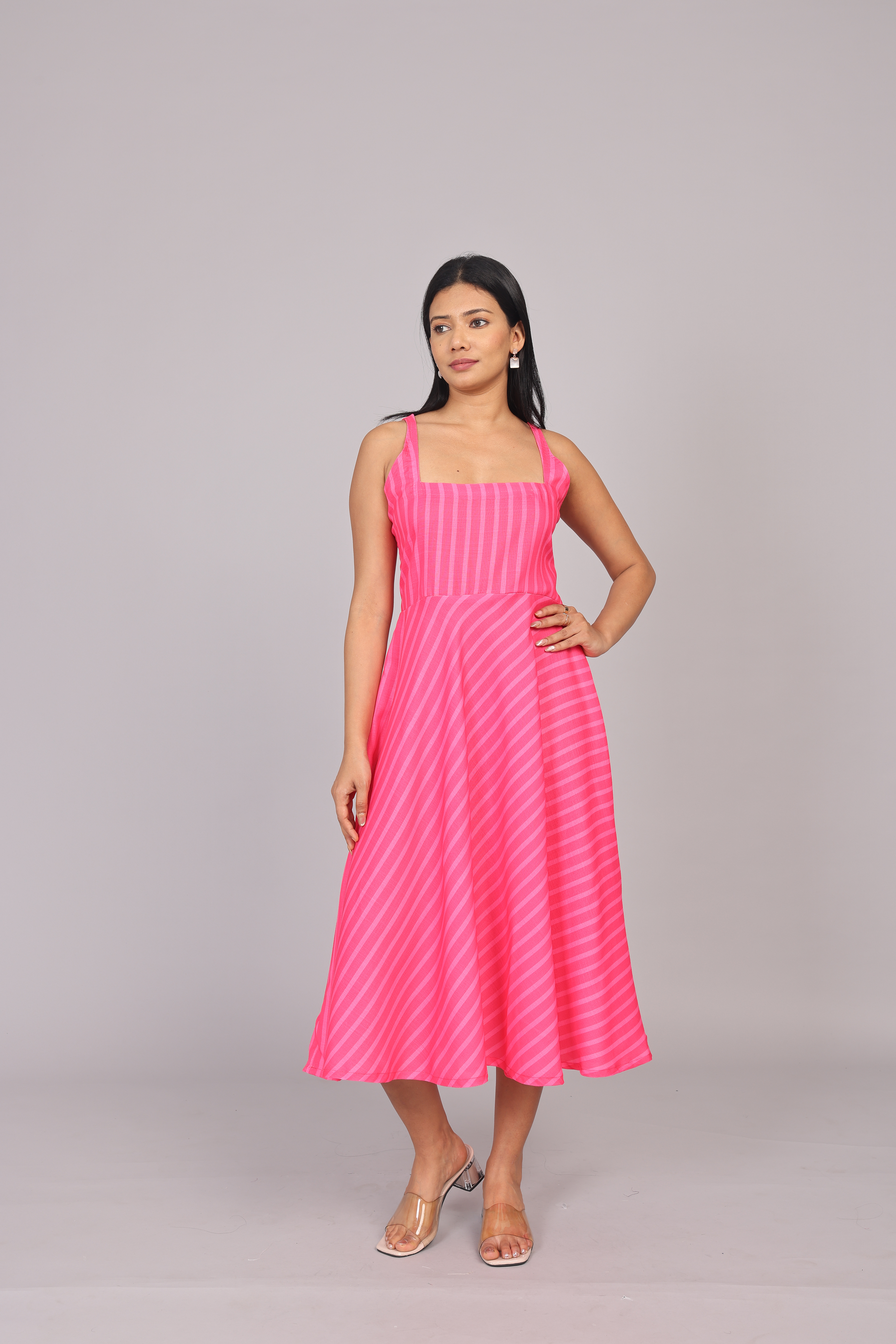 Wander Edit - Blush Lines Fitted Bodice Dress