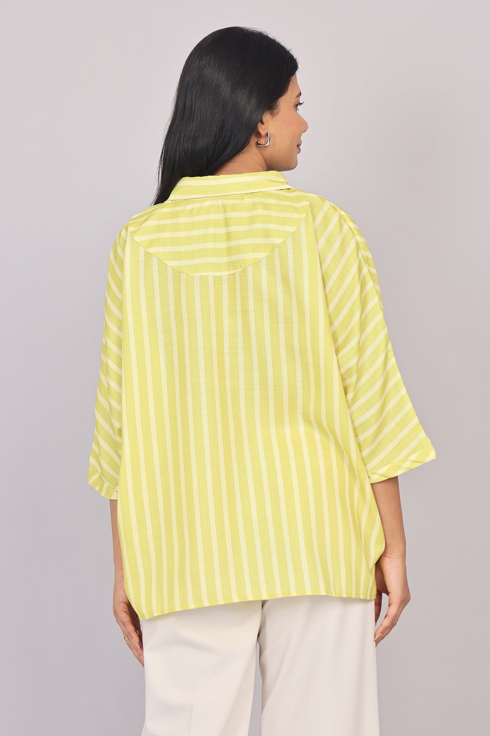 Wander Edit - Yellow Striped Story Boxy Shirt