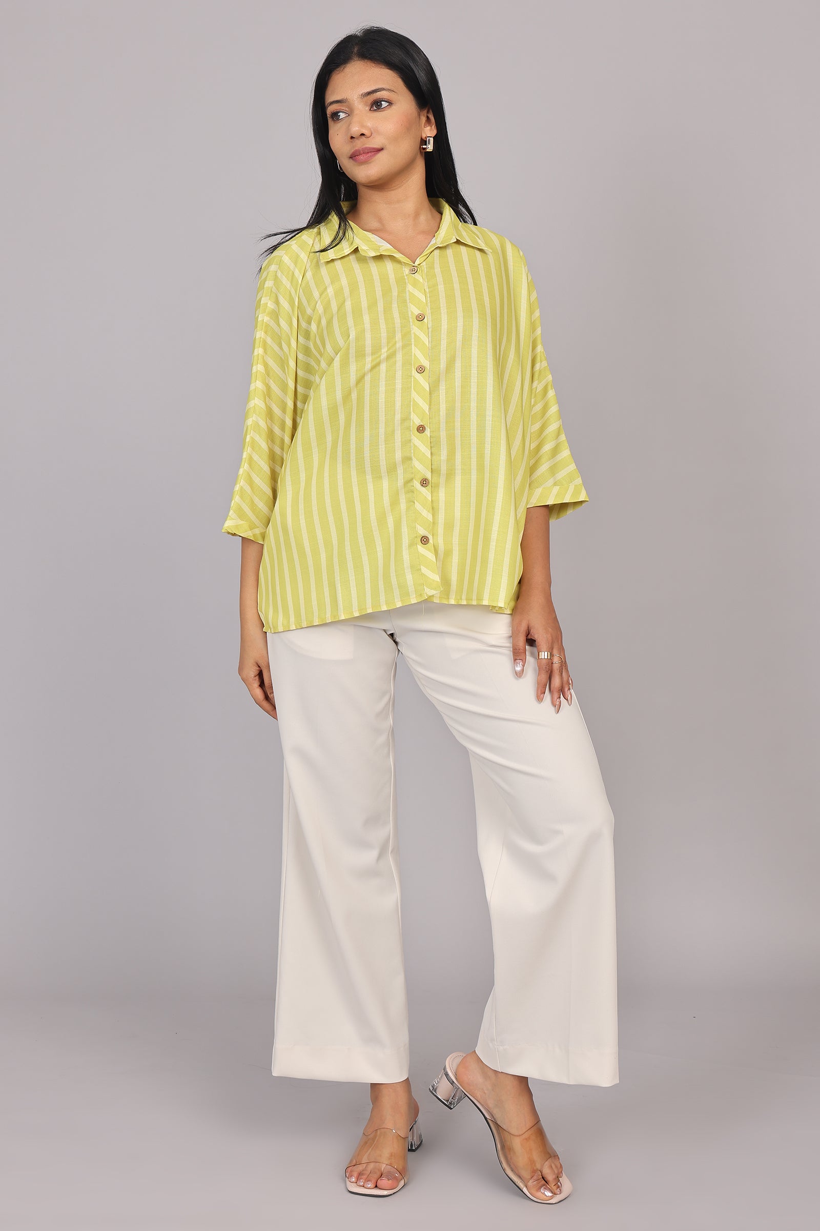 Wander Edit - Yellow Striped Story Boxy Shirt