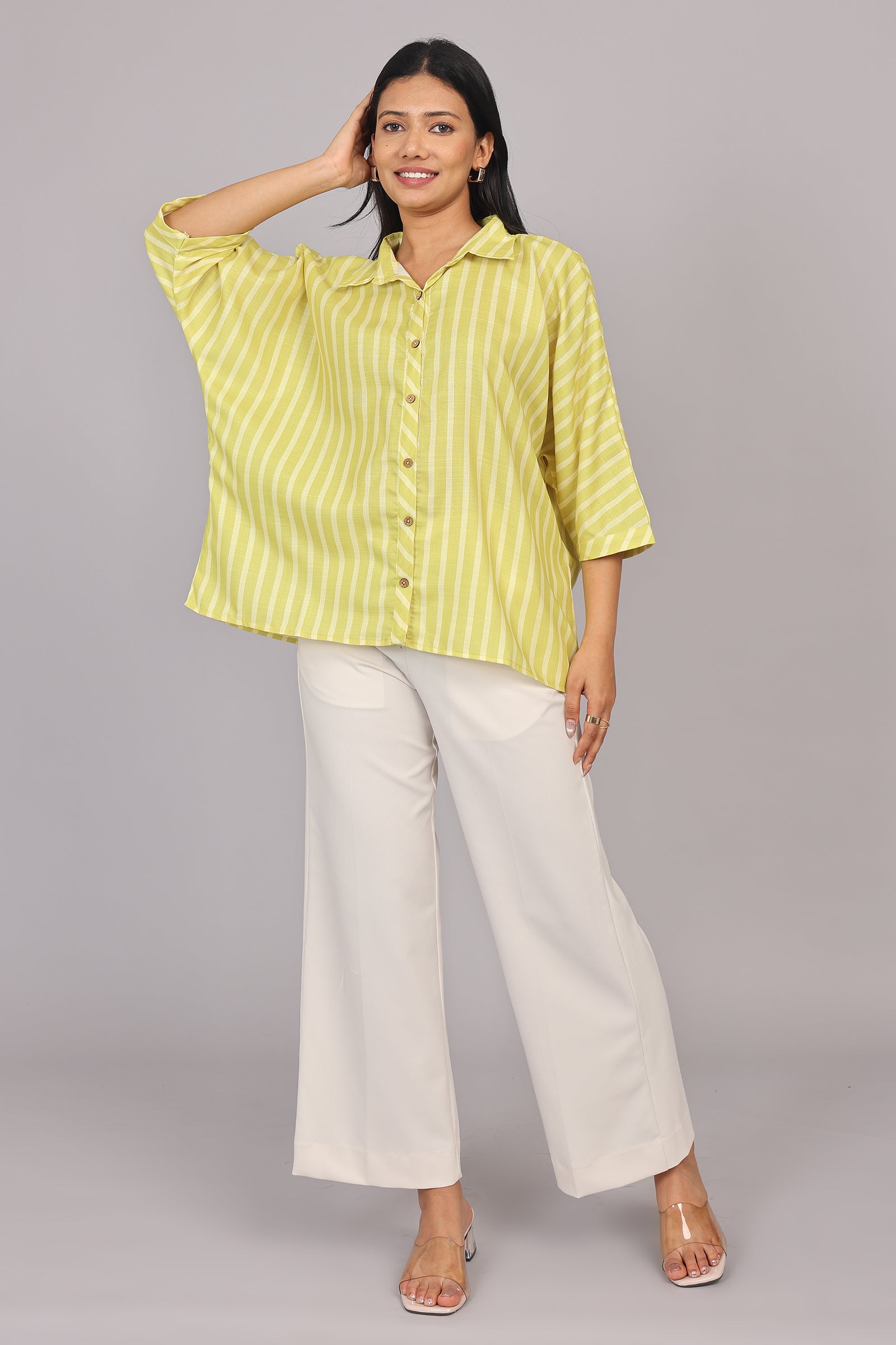 Wander Edit - Yellow Striped Story Boxy Shirt