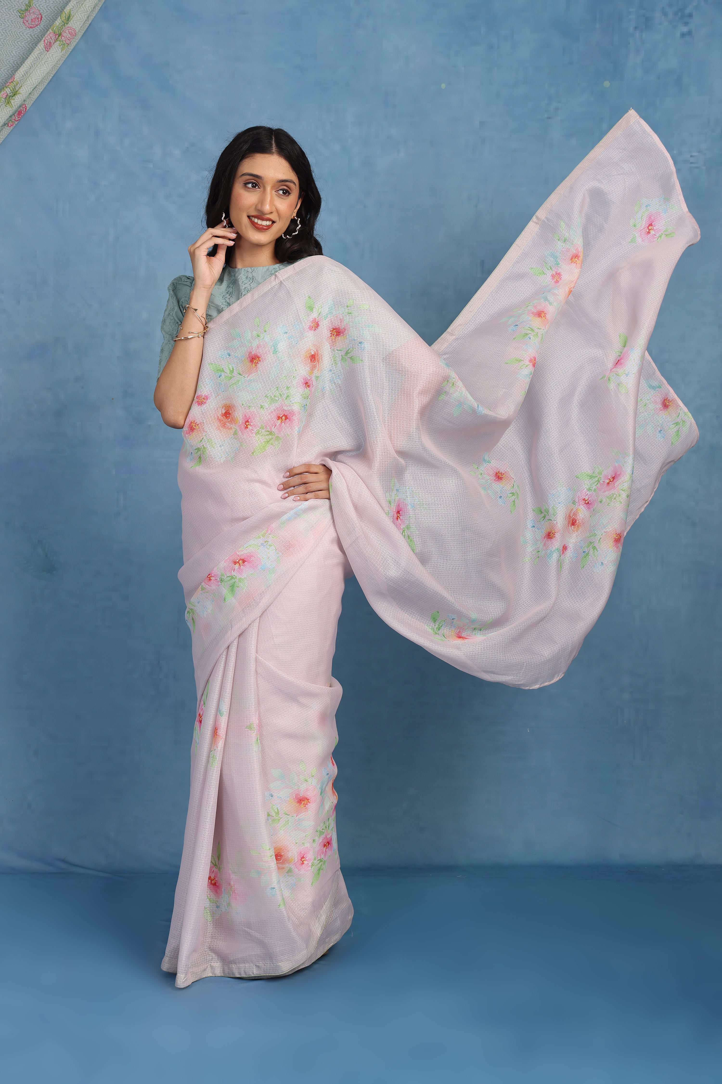 Sage By The Sea Pale Pink Kota Saree
